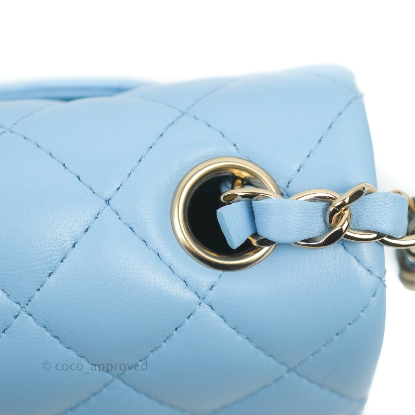 Chanel Quilted Mini Rectangular Flap Blue Lambskin Gold Hardware