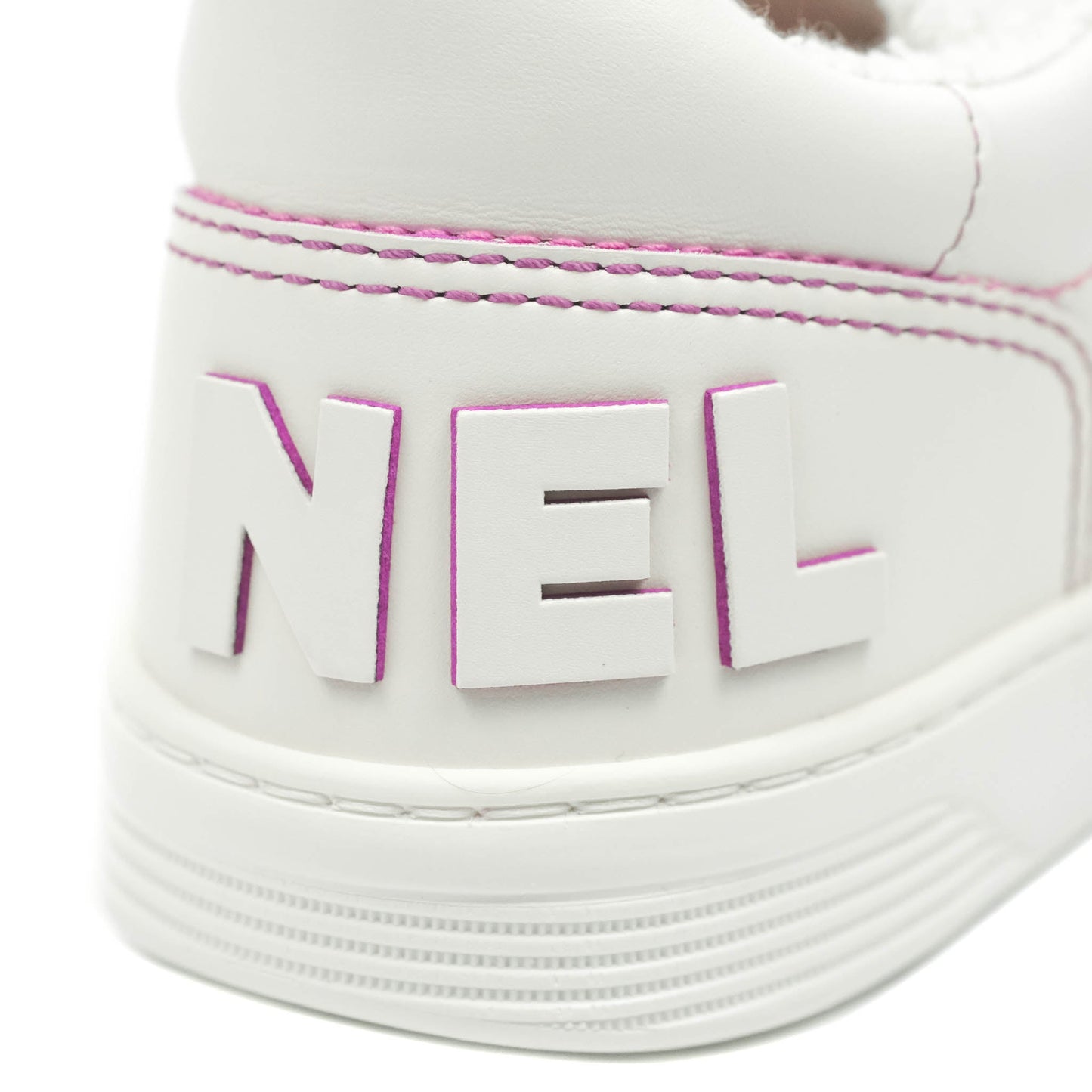 Chanel Calfskin Logo Sneakers White Pink Size 36.5