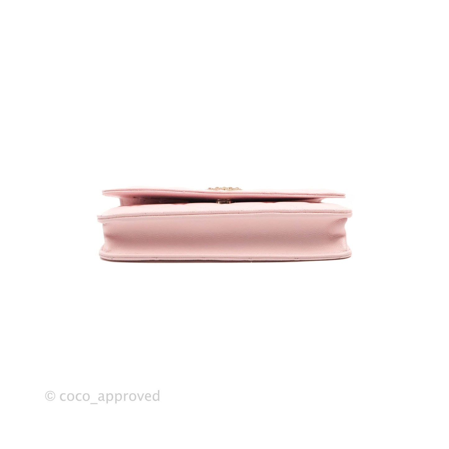 Chanel Quilted Wallet on Chain WOC Crystal Braided CC Light Pink Caviar Gold Hardware