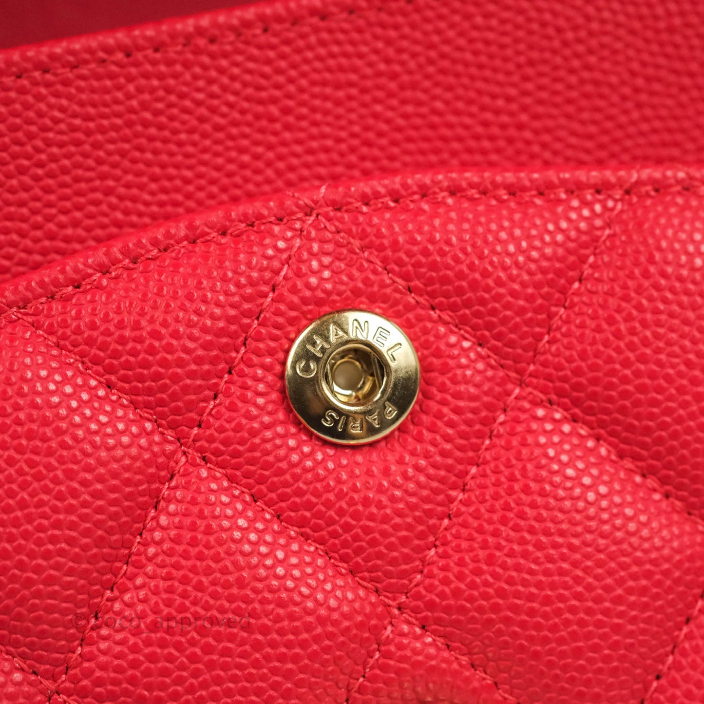 Chanel Small Classic Quilted Flap Red Caviar Gold Hardware