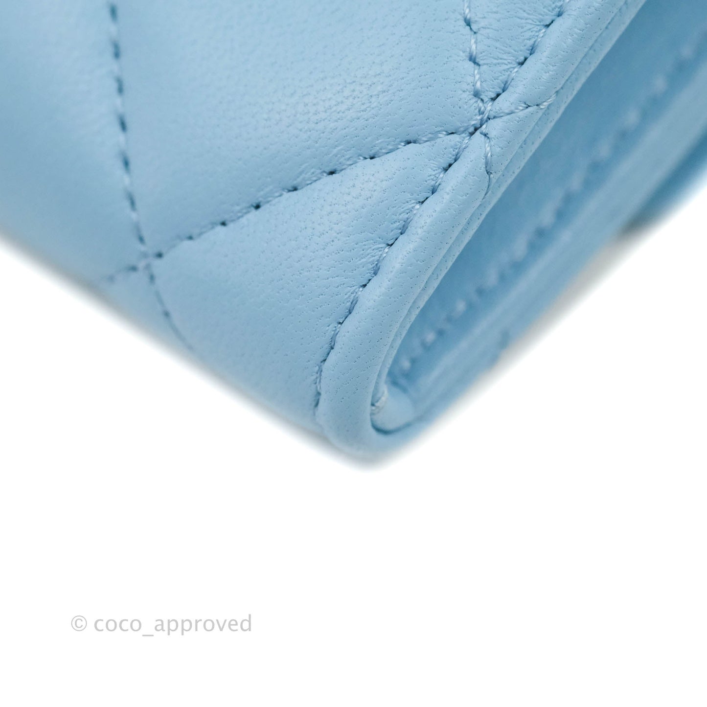 Chanel Pearl Crush Mini Clutch With Chain Blue Lambskin Aged Gold Hardware