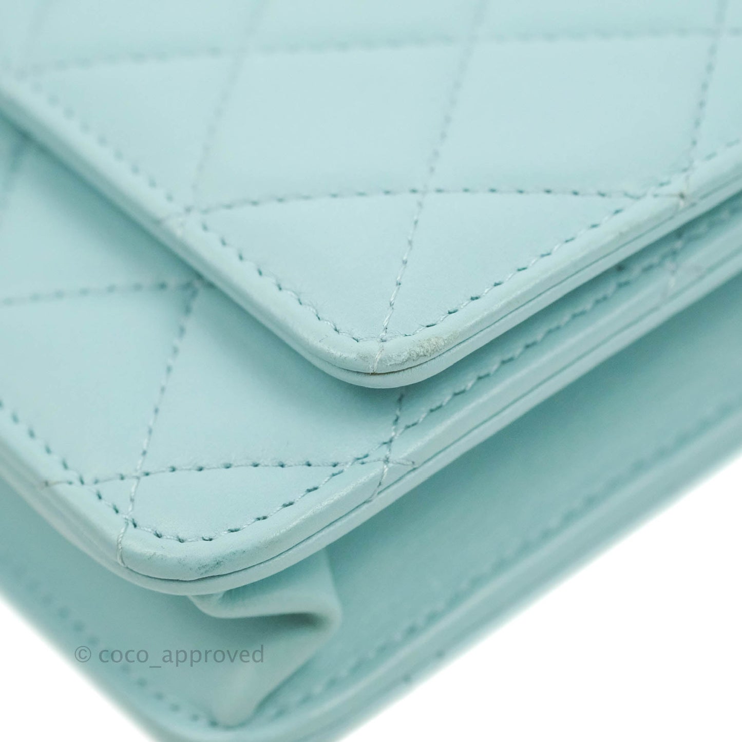 Chanel Trendy CC Quilted Wallet on Chain WOC Tiffany Blue Lambskin Gold Hardware