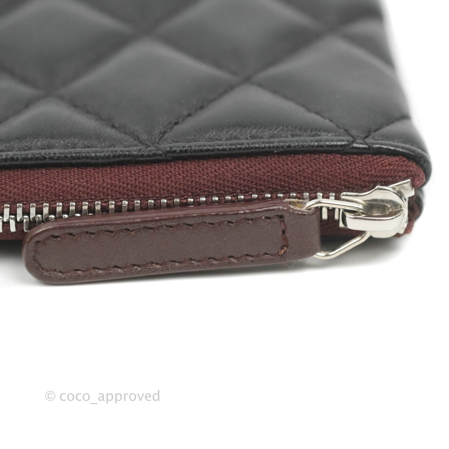 Chanel Quilted Mini O Case Black Lambskin Silver Hardware