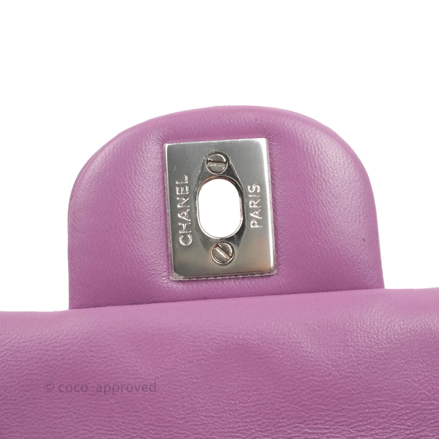 Chanel Quilted Mini Rectangular Flap Purple Lambskin Silver Hardware