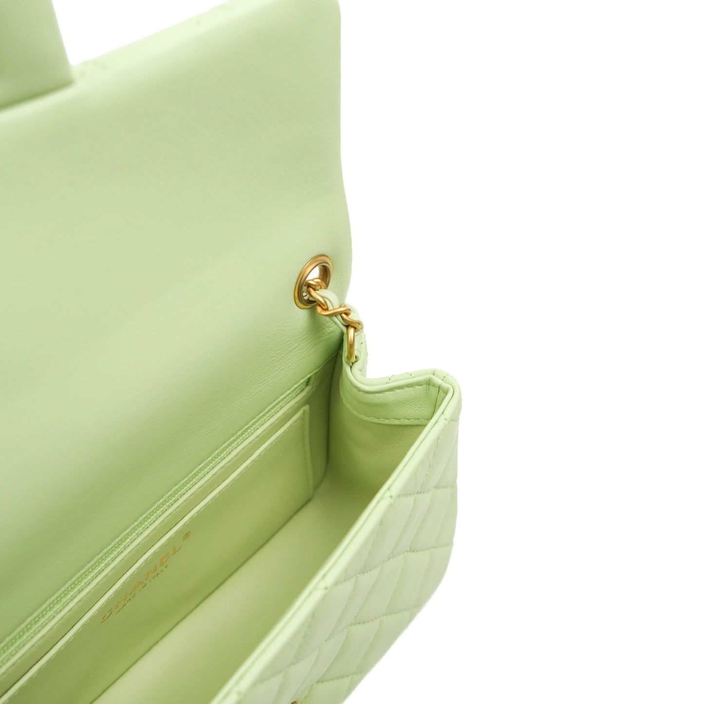 Chanel Mini Rectangular Pearl Crush Avocado Green Lambskin Aged Gold Hardware 22C