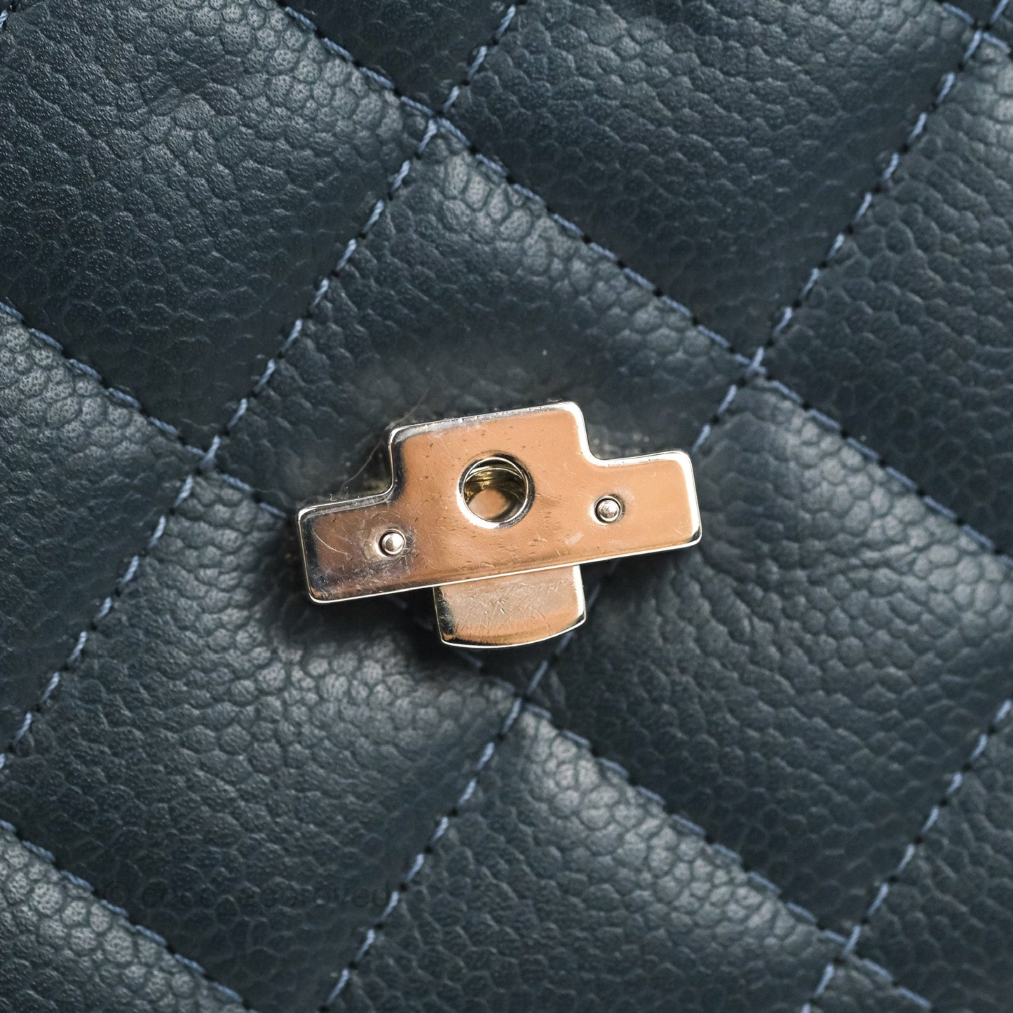 Chanel Small CC Box Flap Bag Prussian Blue Caviar Silver Hardware