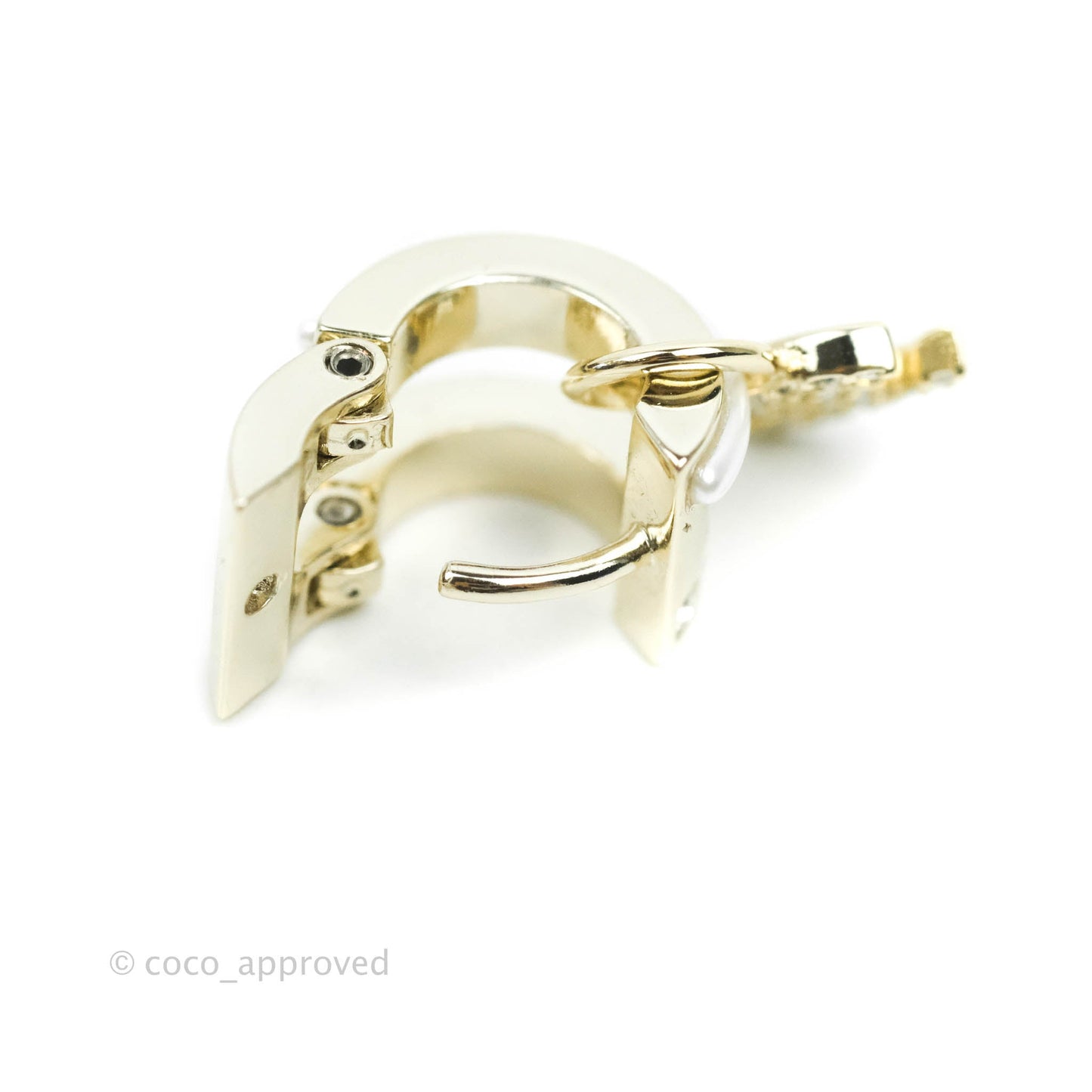 Chanel CC Crystal Earrings Gold Tone