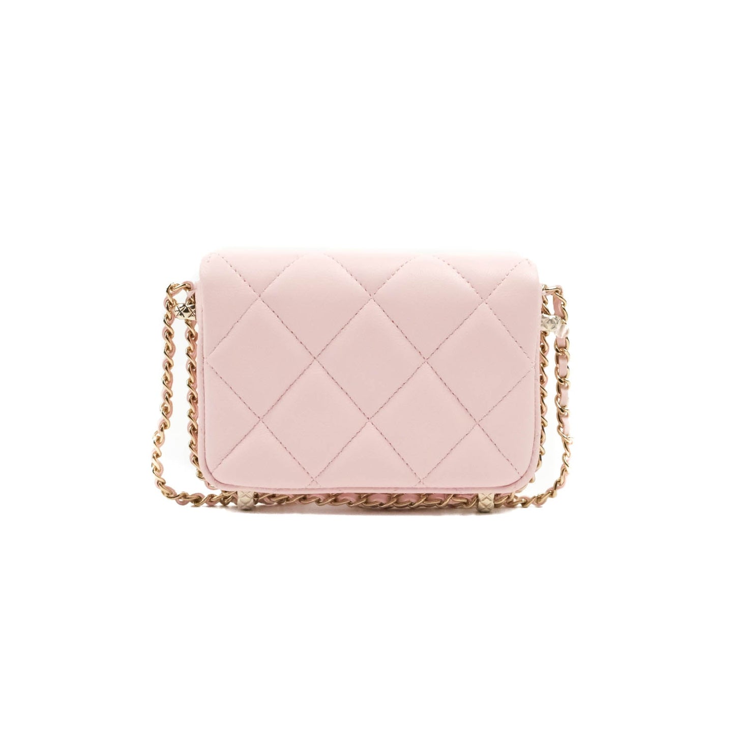 Chanel Mini Clutch With Chain Pink Lambskin Gold Hardware