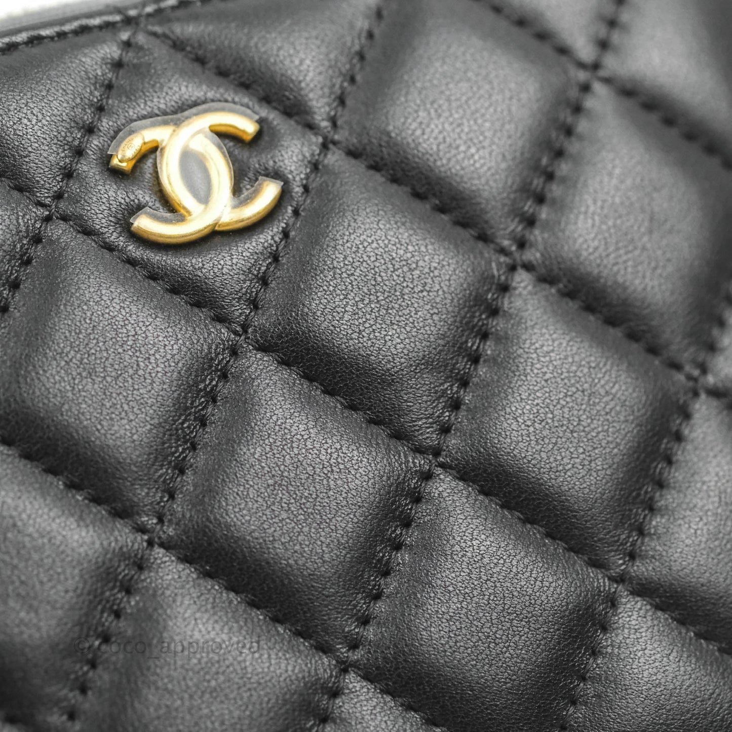 Chanel Mini Pearl Crush Quilted Camera Case Black Lambskin Aged Gold Hardware