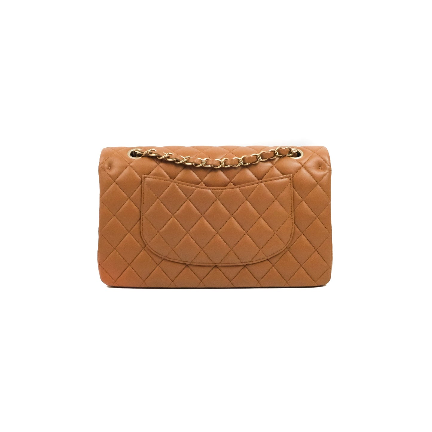 Chanel Classic M/L Medium Flap Quilted Dark Beige Caramel Lambskin Gold Hardware