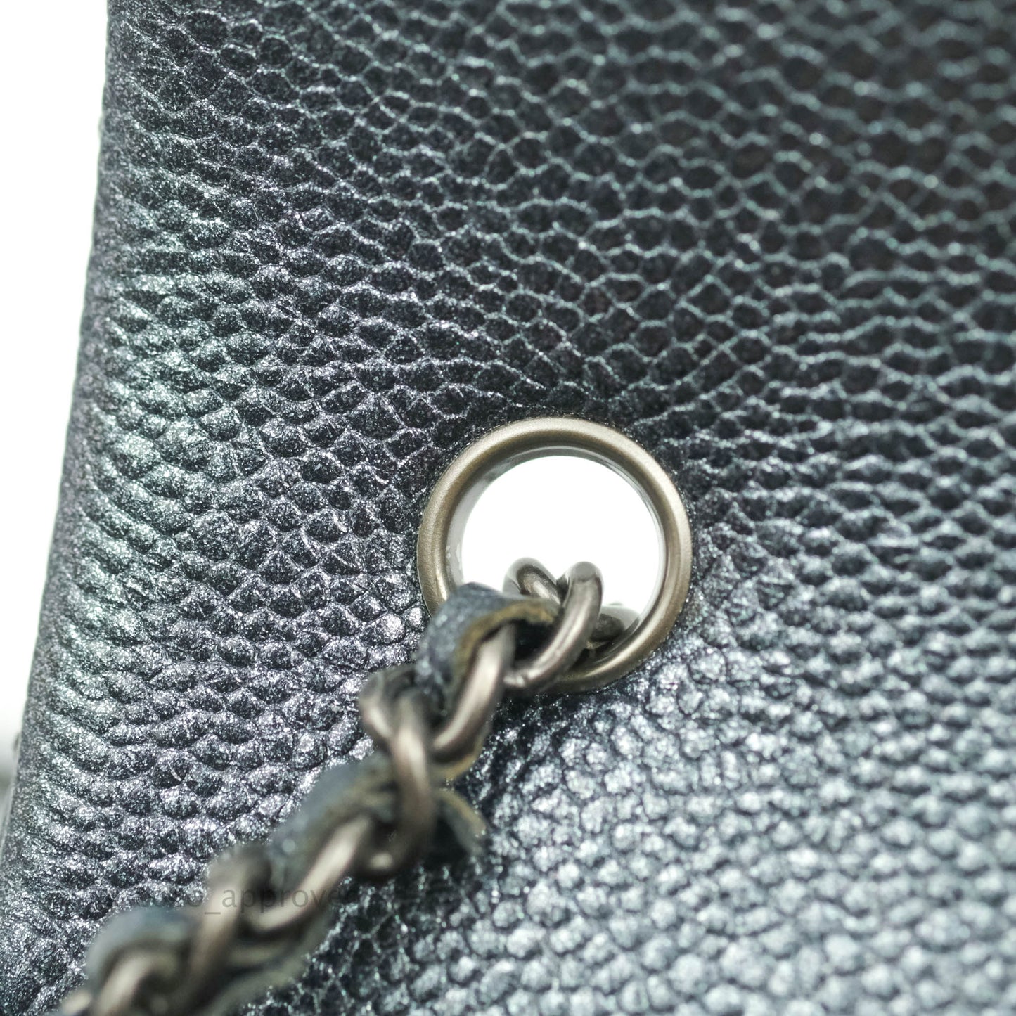 Chanel Quilted Extra Mini Rectangular Flap Metallic Dark Grey Caviar Ruthenium Hardware
