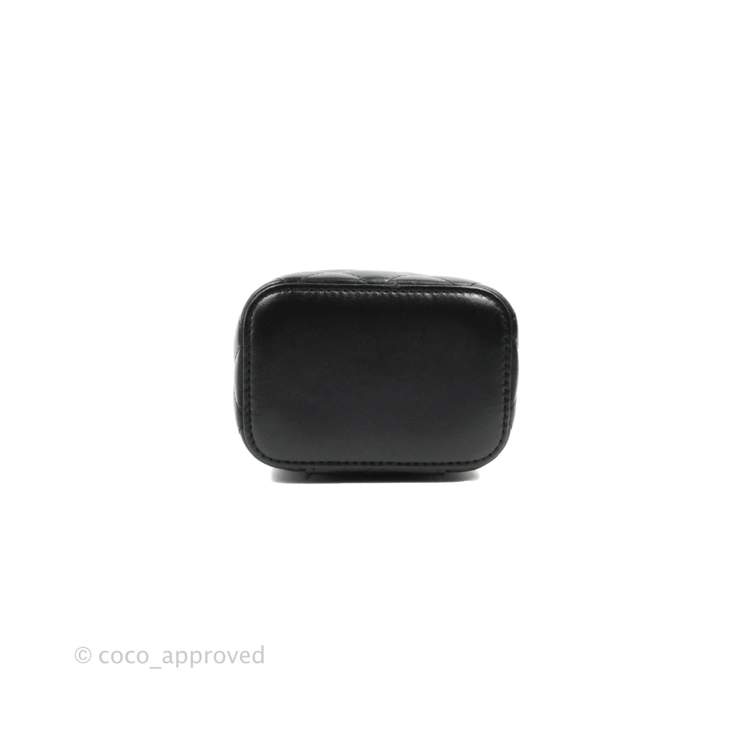 Chanel Mini Top Handle Vanity With Chain Black Lambskin Gold Hardware