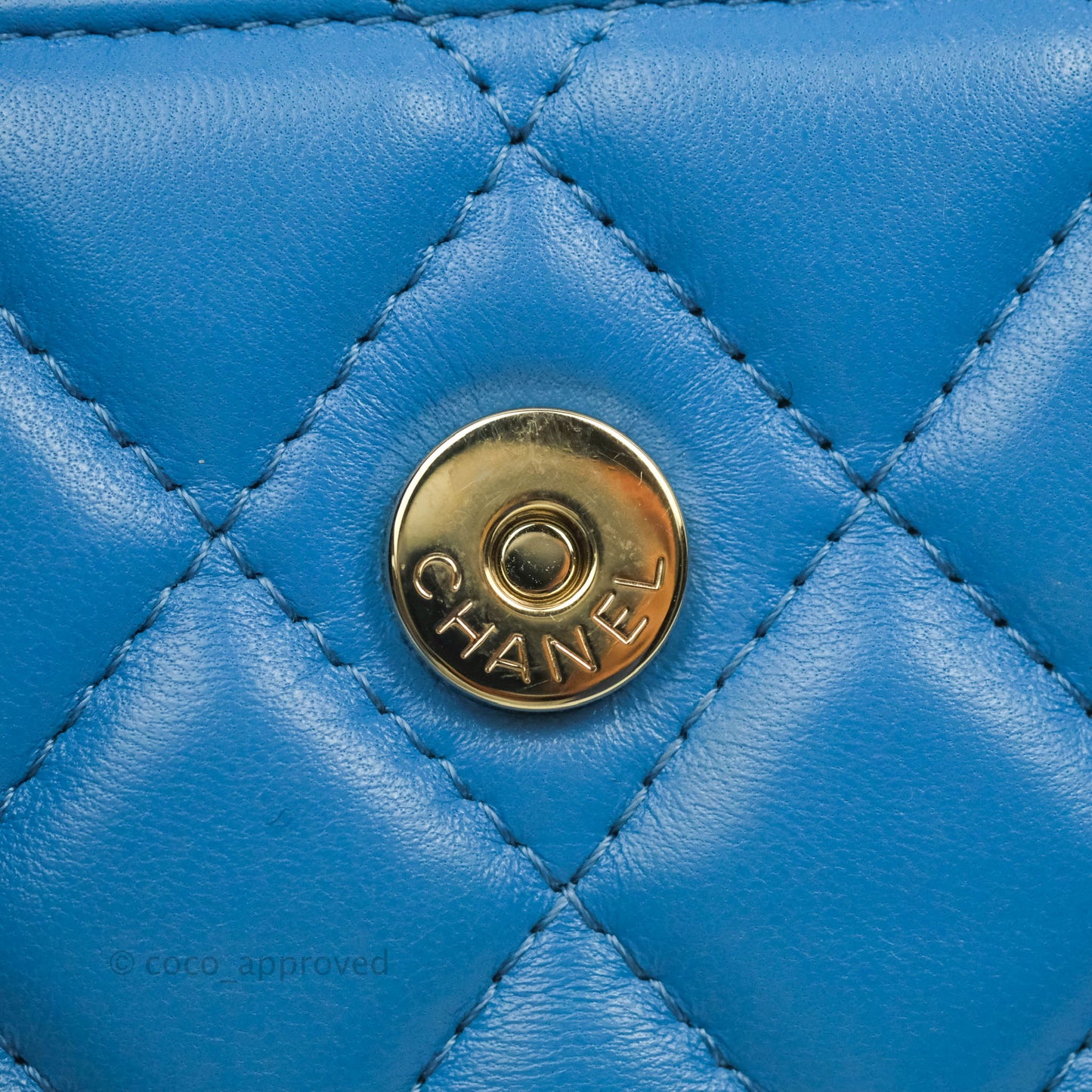 Chanel Ribbon Belt Bag Blue Lambskin Gold Hardware