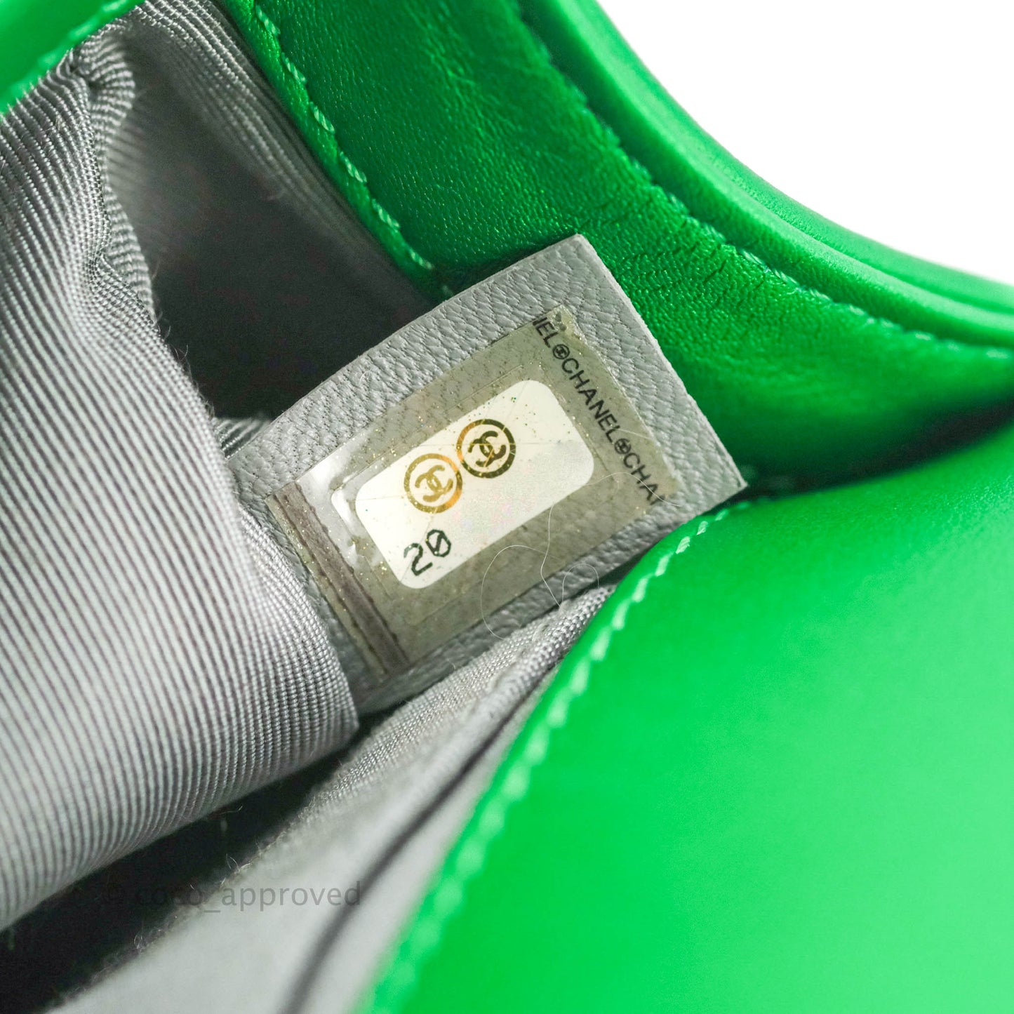 Chanel Small Boy Green Calfskin Ruthenium Hardware