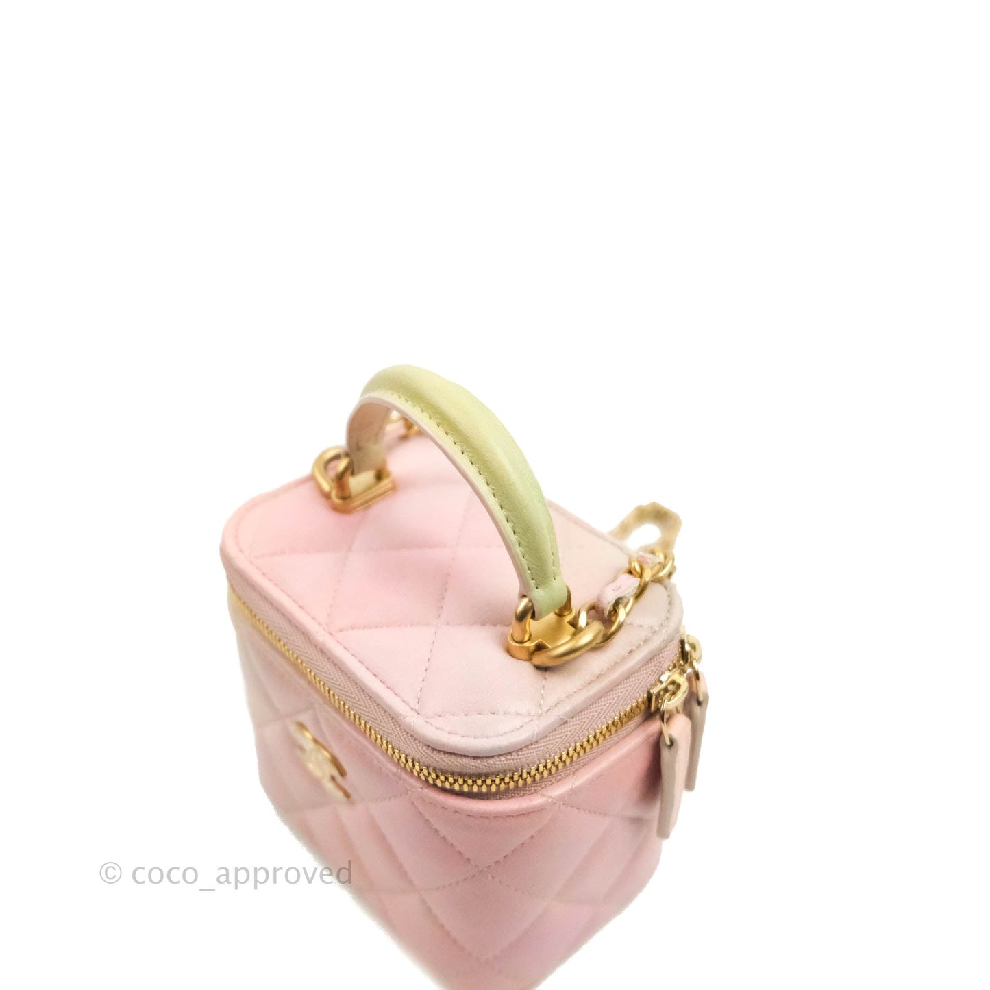Chanel Mini Top Handle Vanity With Chain Rainbow Lambskin Aged Gold Hardware