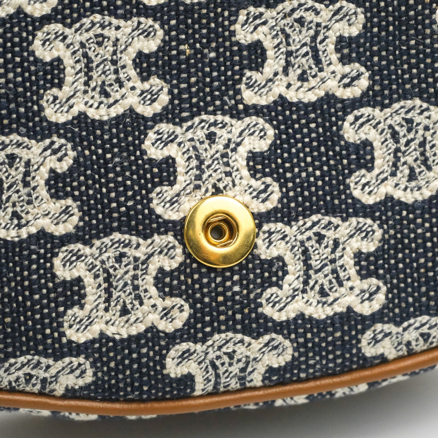 Celine Mini Besace in Navy Textile with Triomphe Embroidery Calfskin