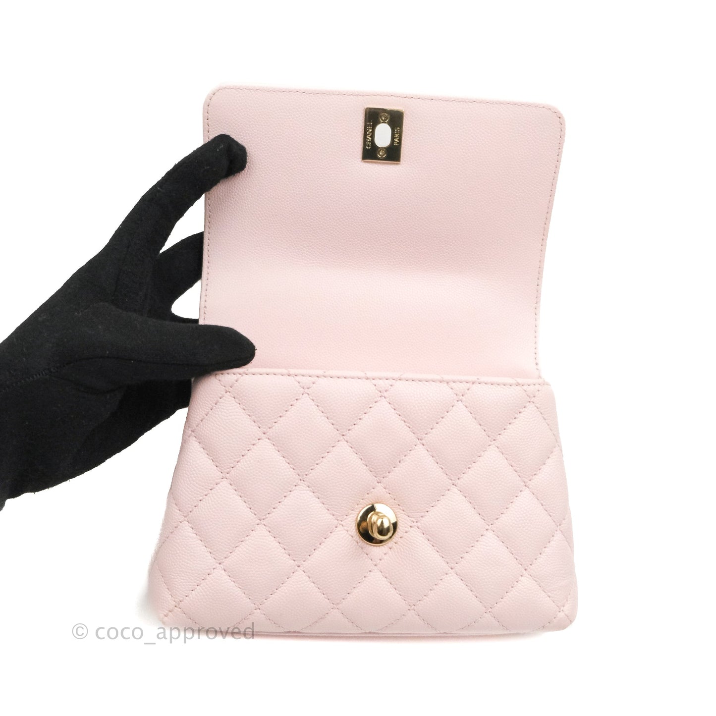 Chanel Mini Coco Handle Quilted Light Pink Caviar Gold Hardware