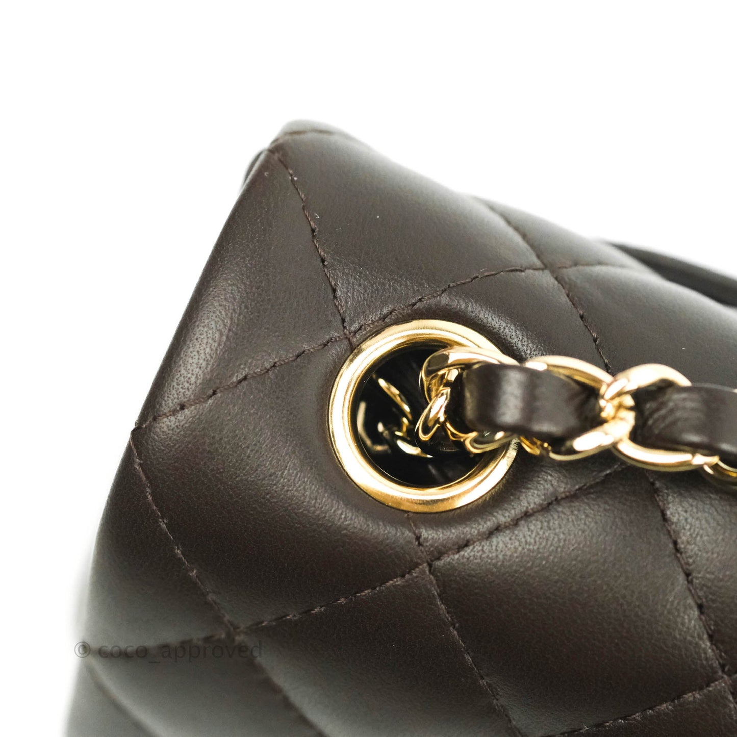 Chanel Quilted Mini Rectangular Chocolate Brown Lambskin Gold Hardware