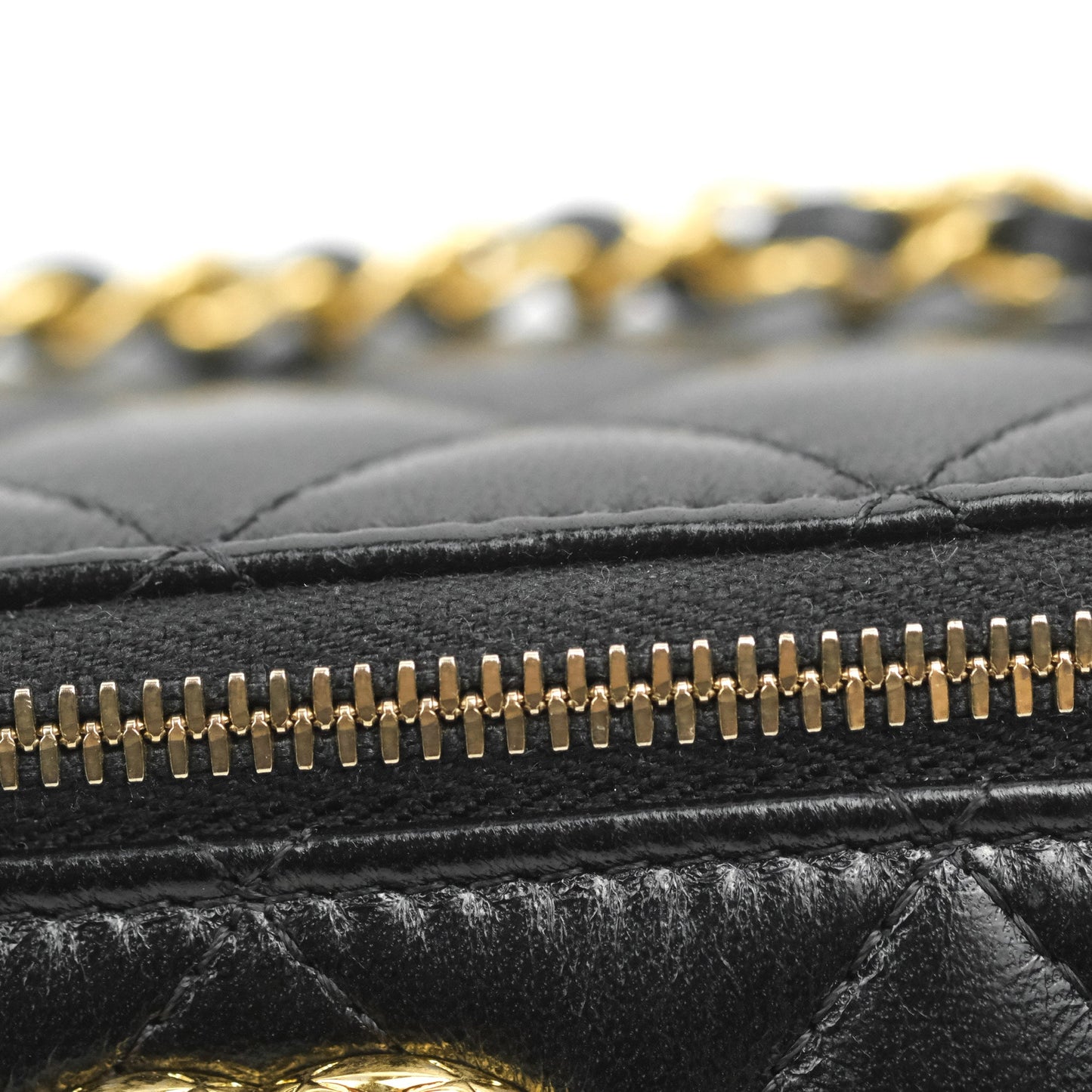 Chanel Vanity with Double Chain Black Shiny Lambskin 23C