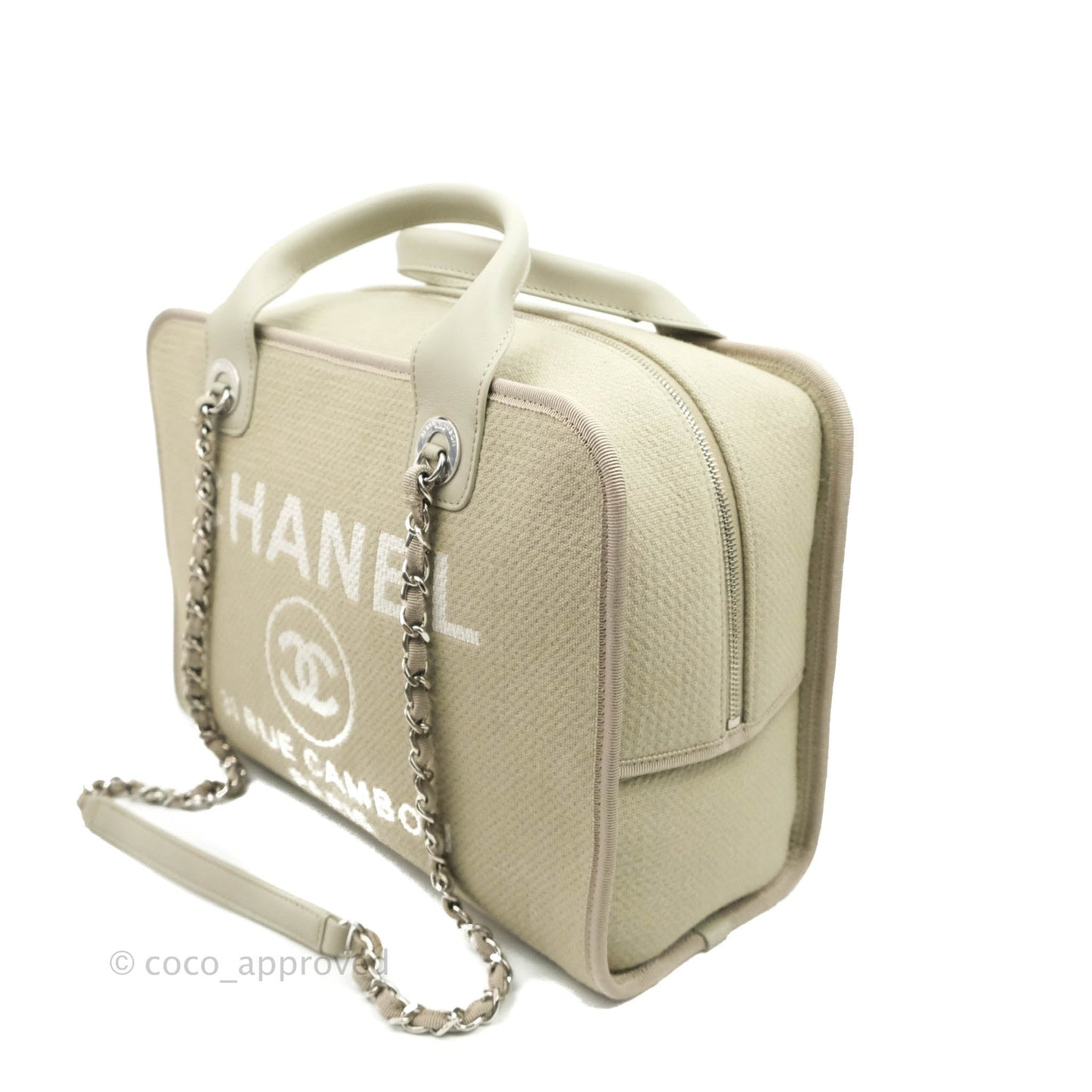 Chanel Deauville Bowling Bag Grey Silver Hardware