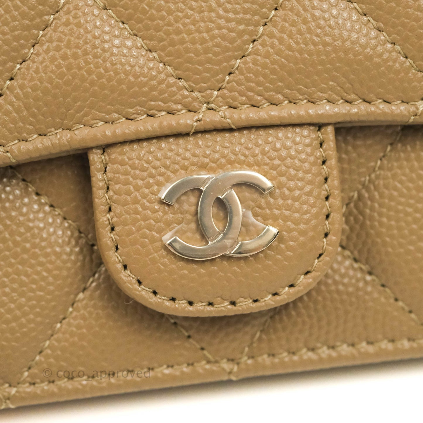 Chanel Mini Wallet With Chain Dark Beige Caviar Gold Hardware