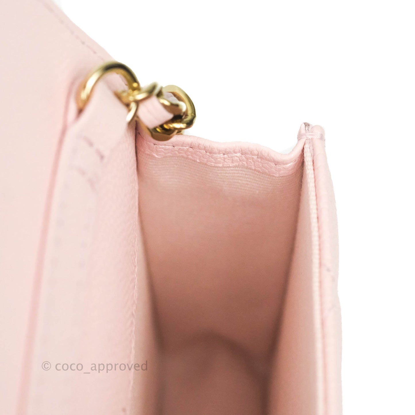 Chanel Mini Wallet With Chain Light Pink Caviar Gold Hardware