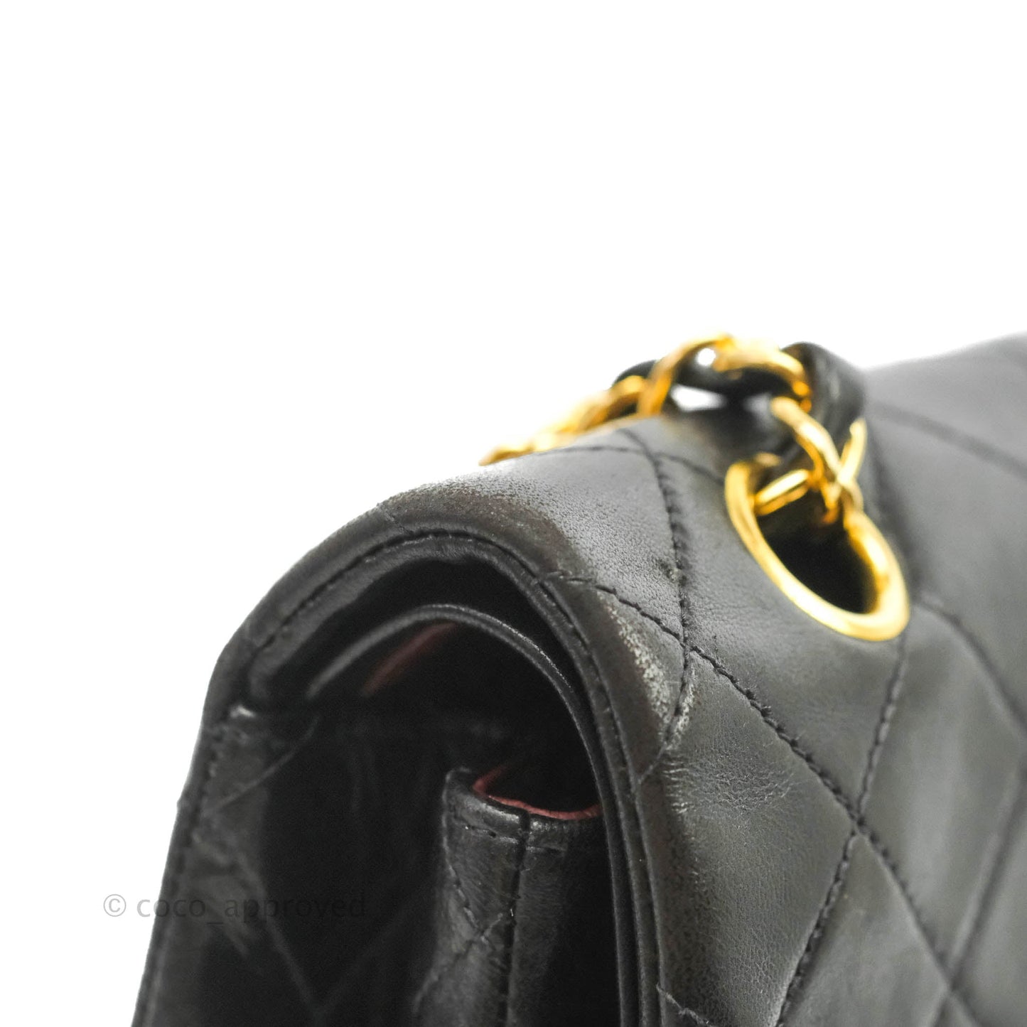 Chanel Vintage M/L Medium Double Flap Bag Black Lambskin 24K Gold Hardware