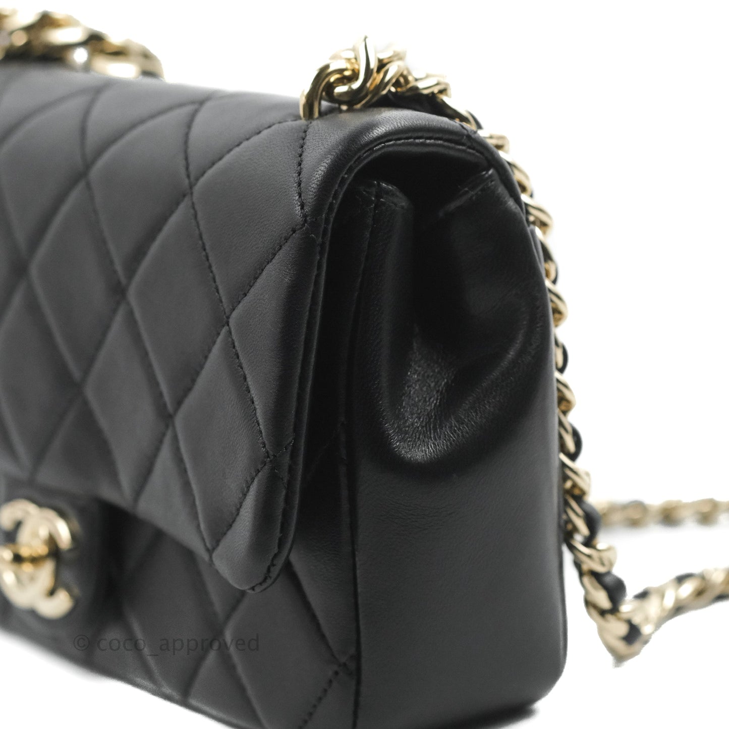 Chanel Quilted Resin Bi-Color Chain Flap Bag Black Lambskin