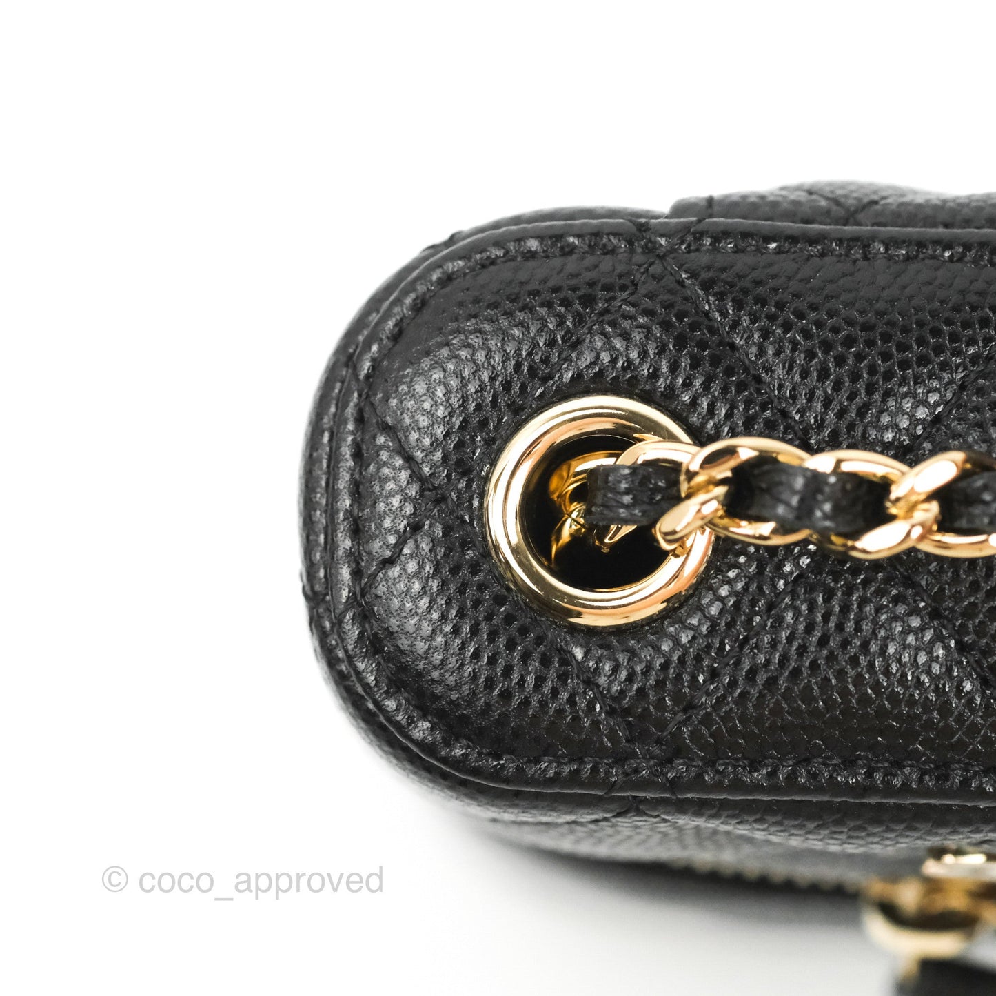 Chanel Vanity Phone Holder With Chain Black Caviar Gold Hardware