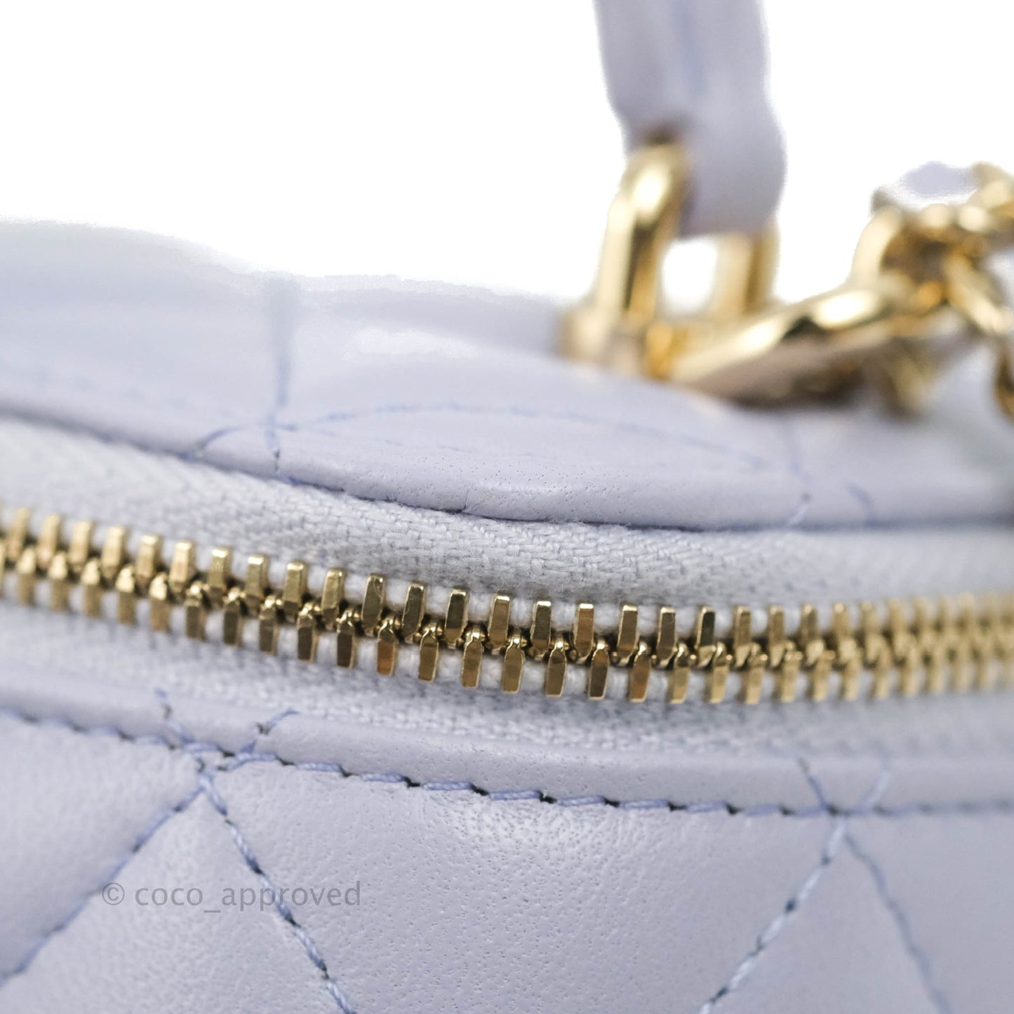 Chanel Mini Top Handle Vanity With Chain Lilac Lambskin Gold Hardware