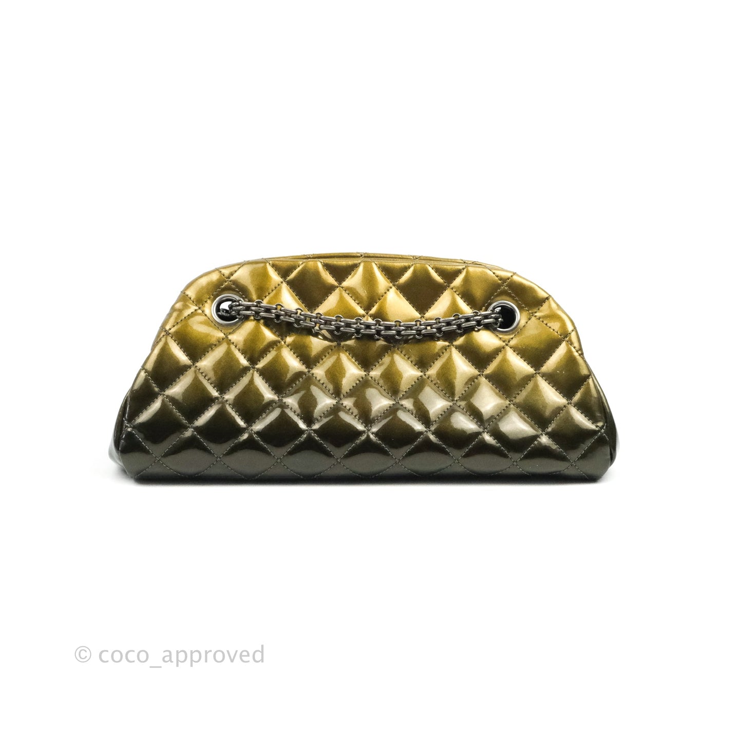 Chanel Small Mademoiselle Bowling Gradient Gold Patent Ruthenium Hardware