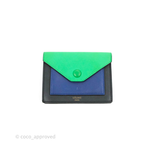 Celine Pocket Card Holder Green/Navy/Black