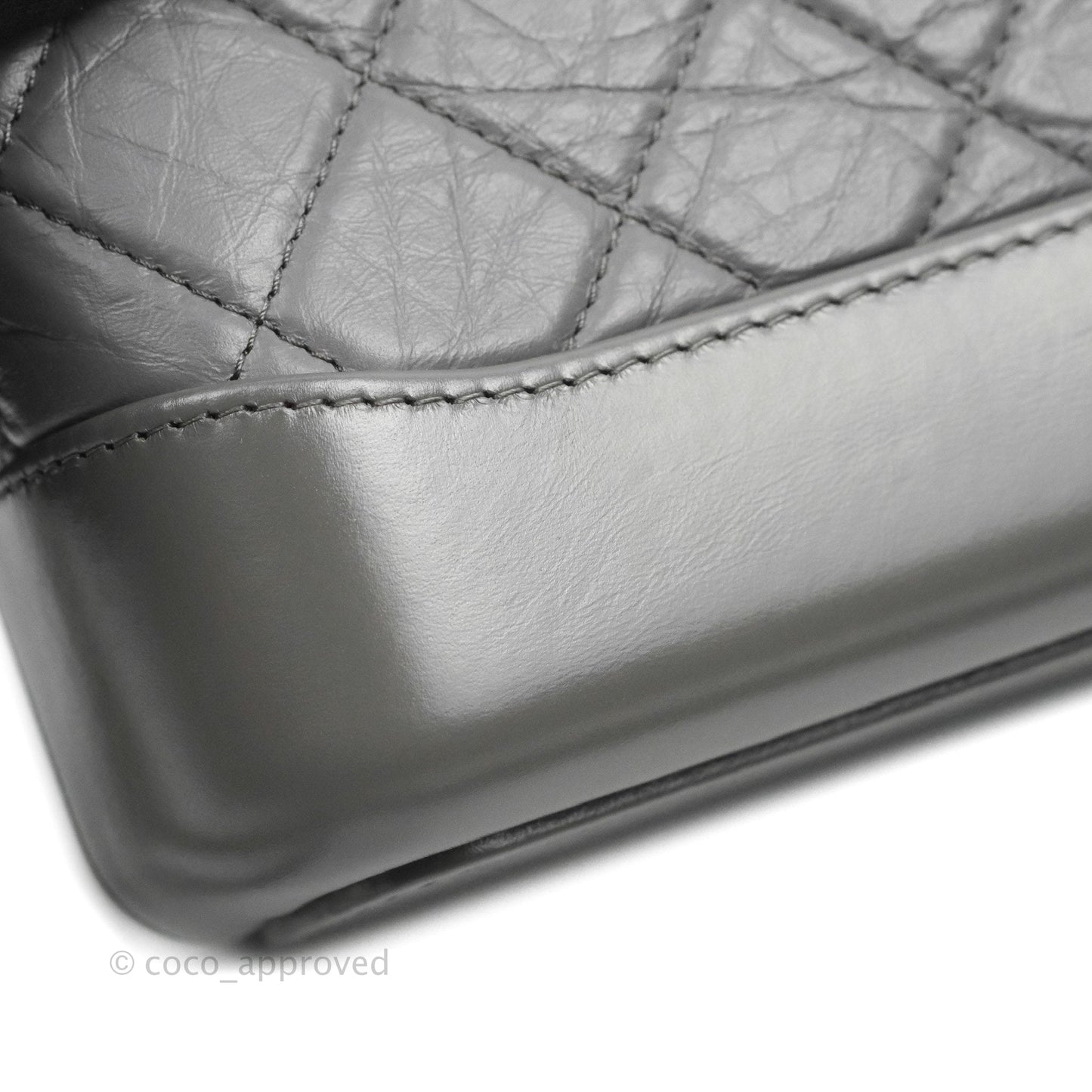 Chanel Quilted Small Gabrielle Hobo Grey Calfskin Mixed Hardware