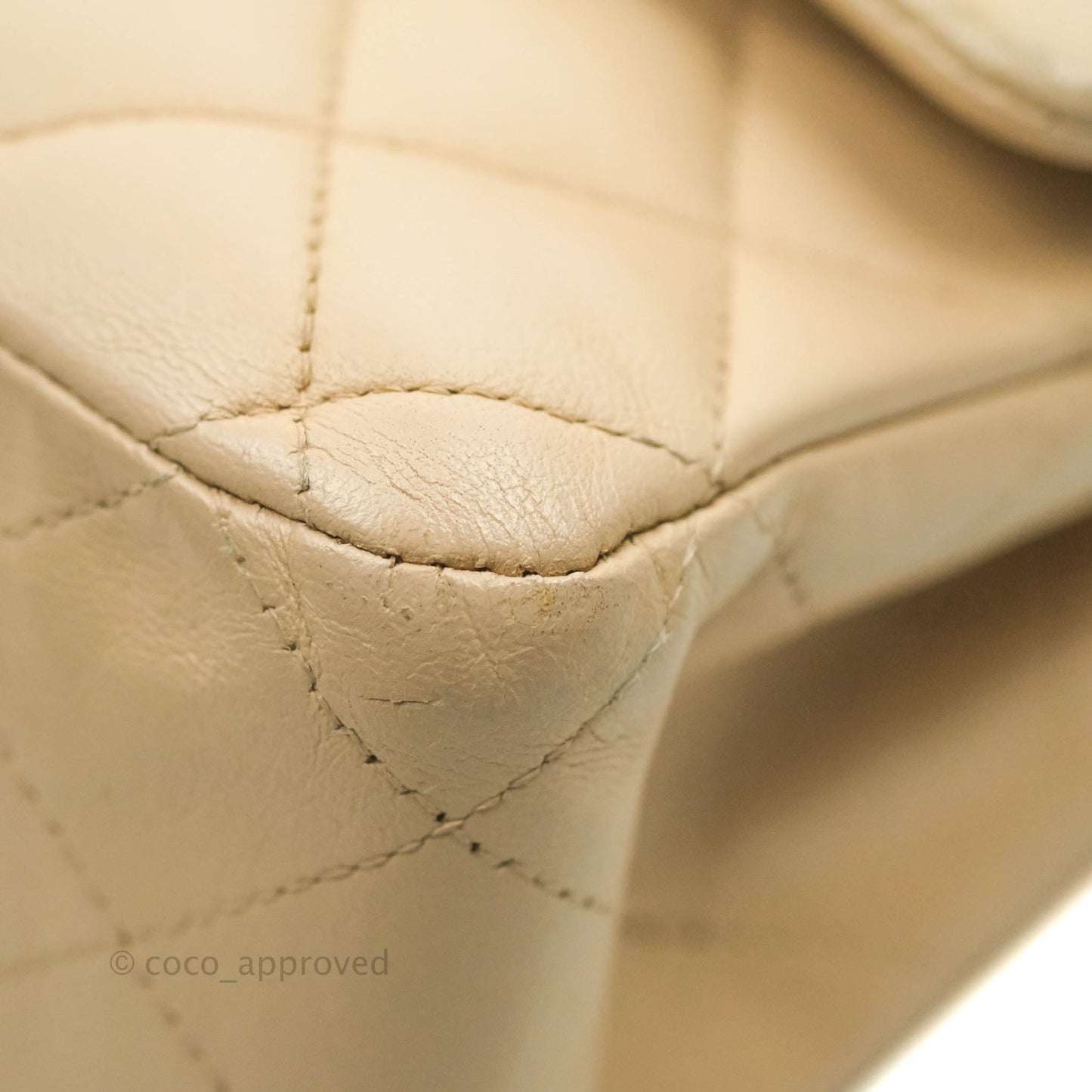 Chanel Classic Medium Flap Quilted Beige Lambskin Gold Hardware