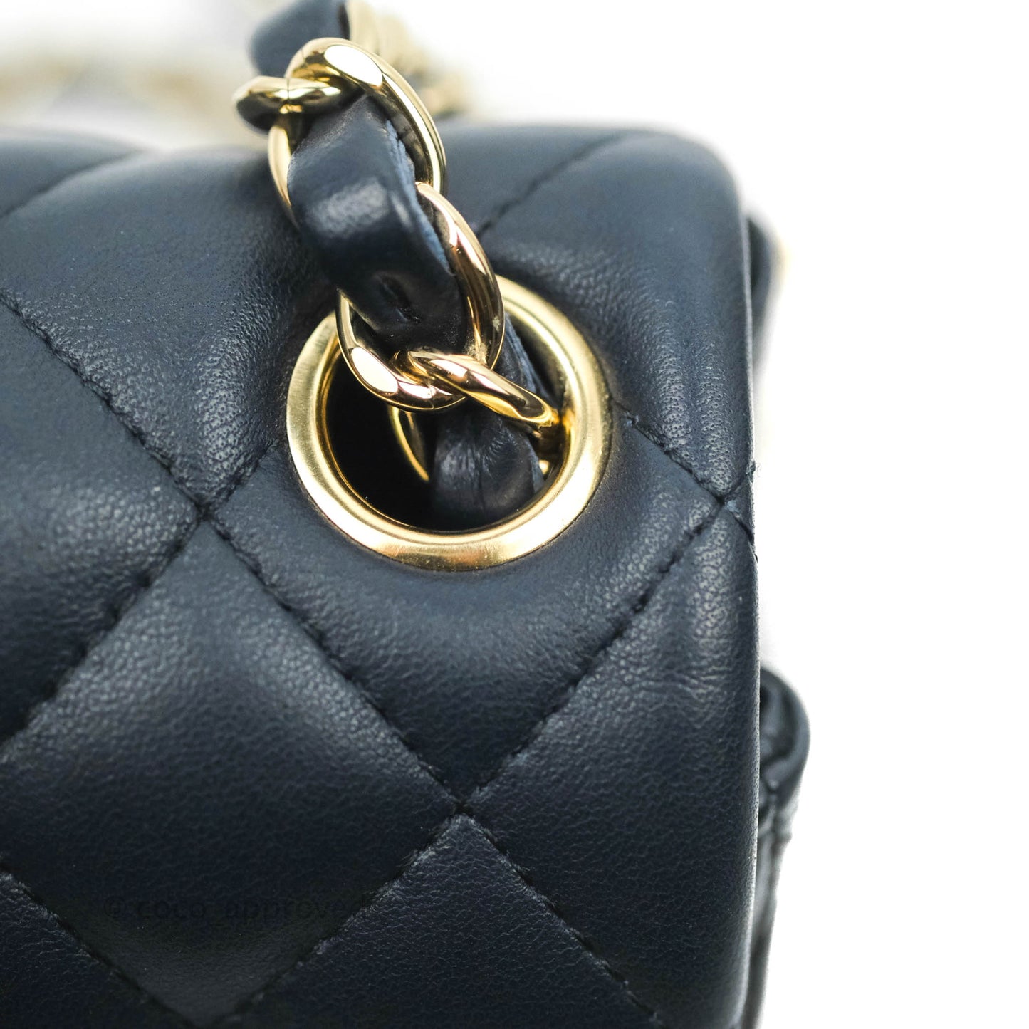 Chanel Quilted Mini Square Navy Lambskin Gold Hardware