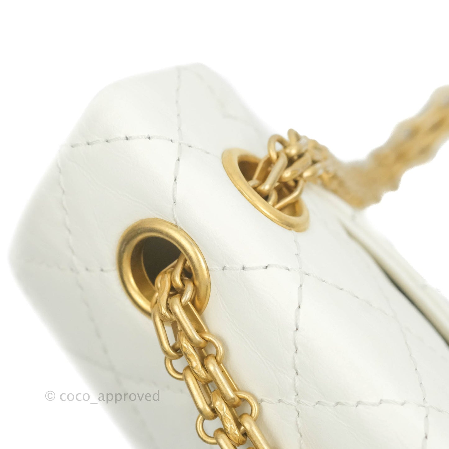 Chanel Mini Reissue 224 White Aged Calfskin Aged Gold Hardware