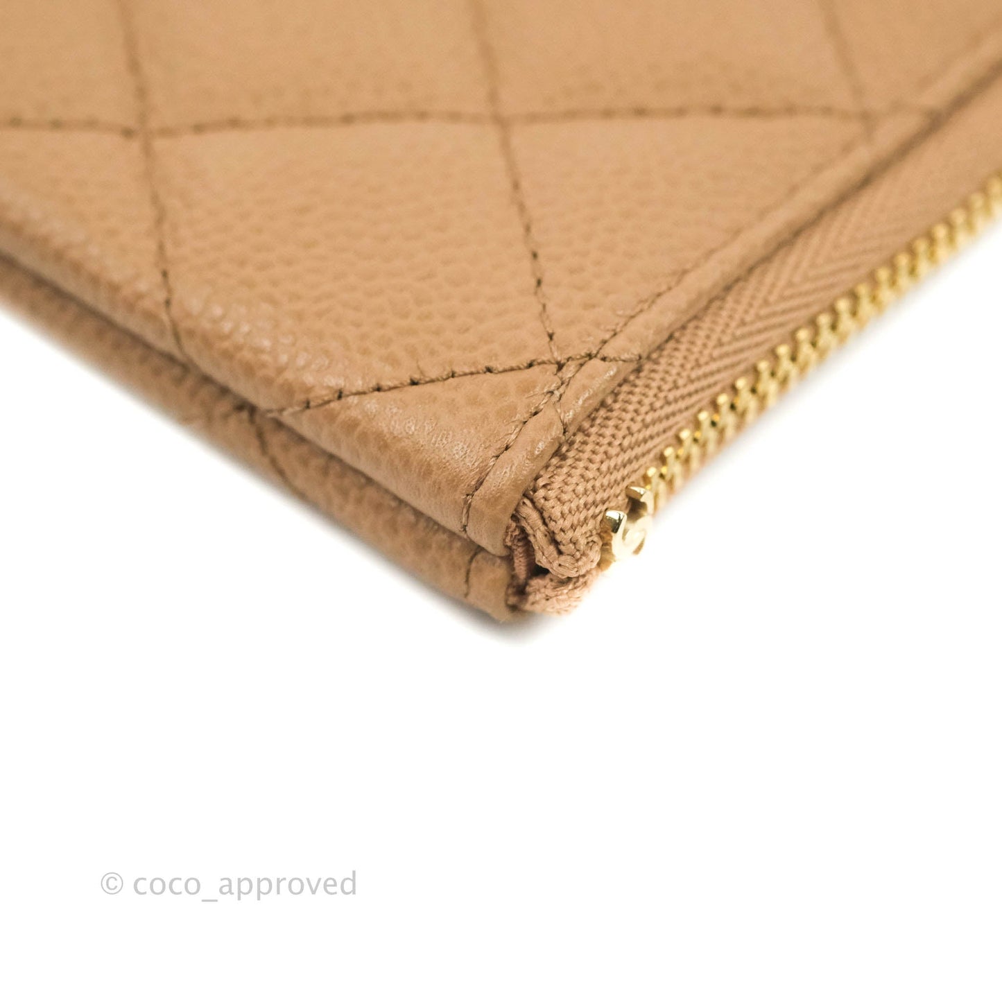 Chanel Quilted Mini O Case Dark Beige Caviar Gold Hardware