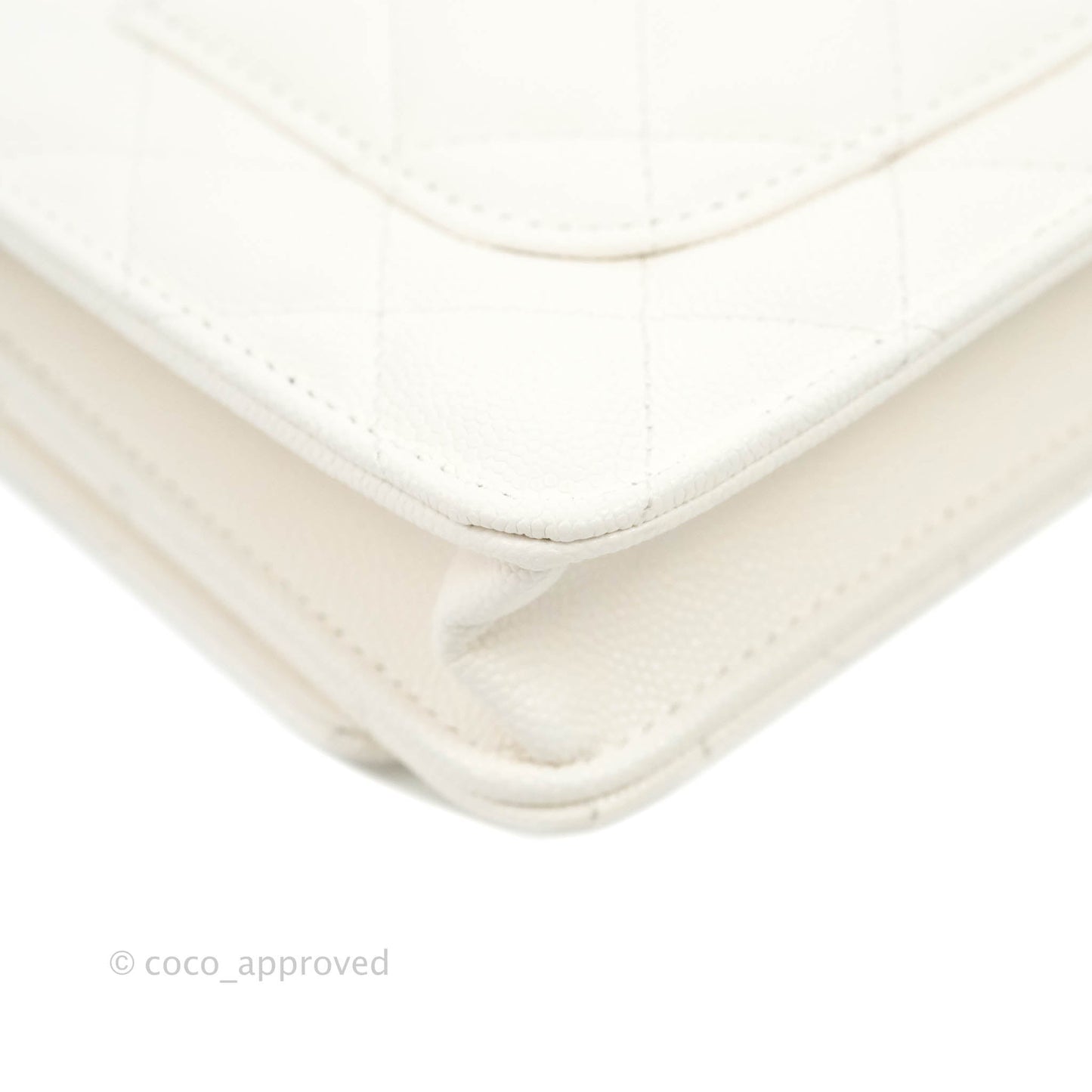 Chanel Quilted WOC White Caviar Gold Hardware With Charms