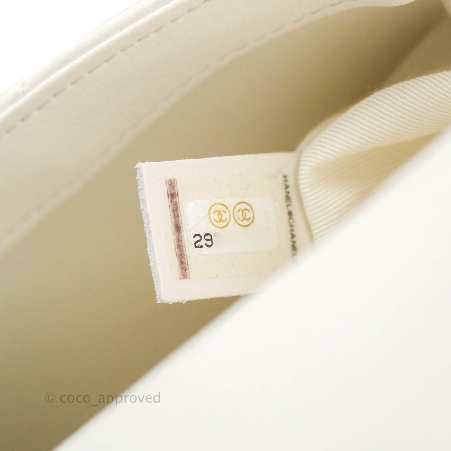 Chanel Small Logo Pearl Chain Flap Bag White Lambskin Gold Hardware