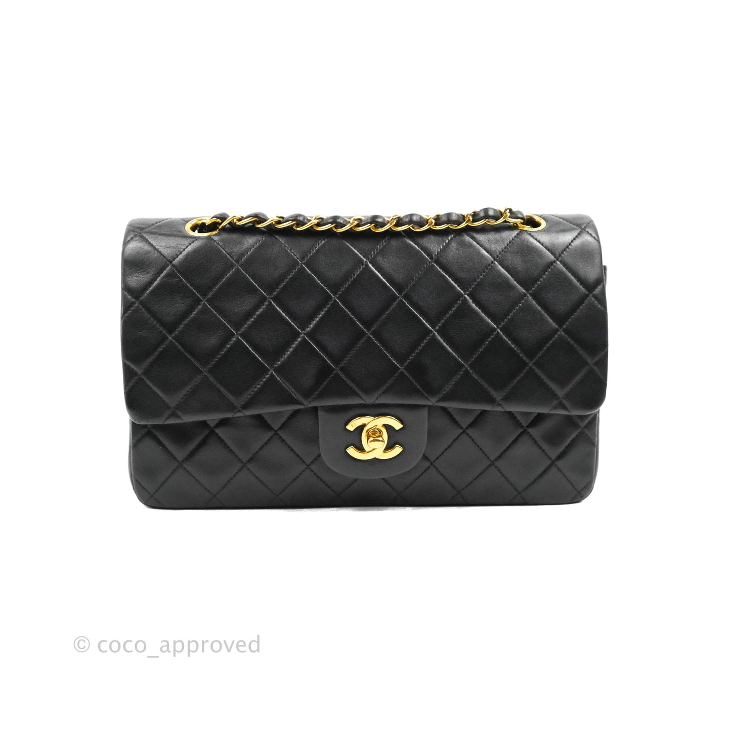 Chanel Classic Vintage Medium Flap Black Lambskin 24K Gold Hardware