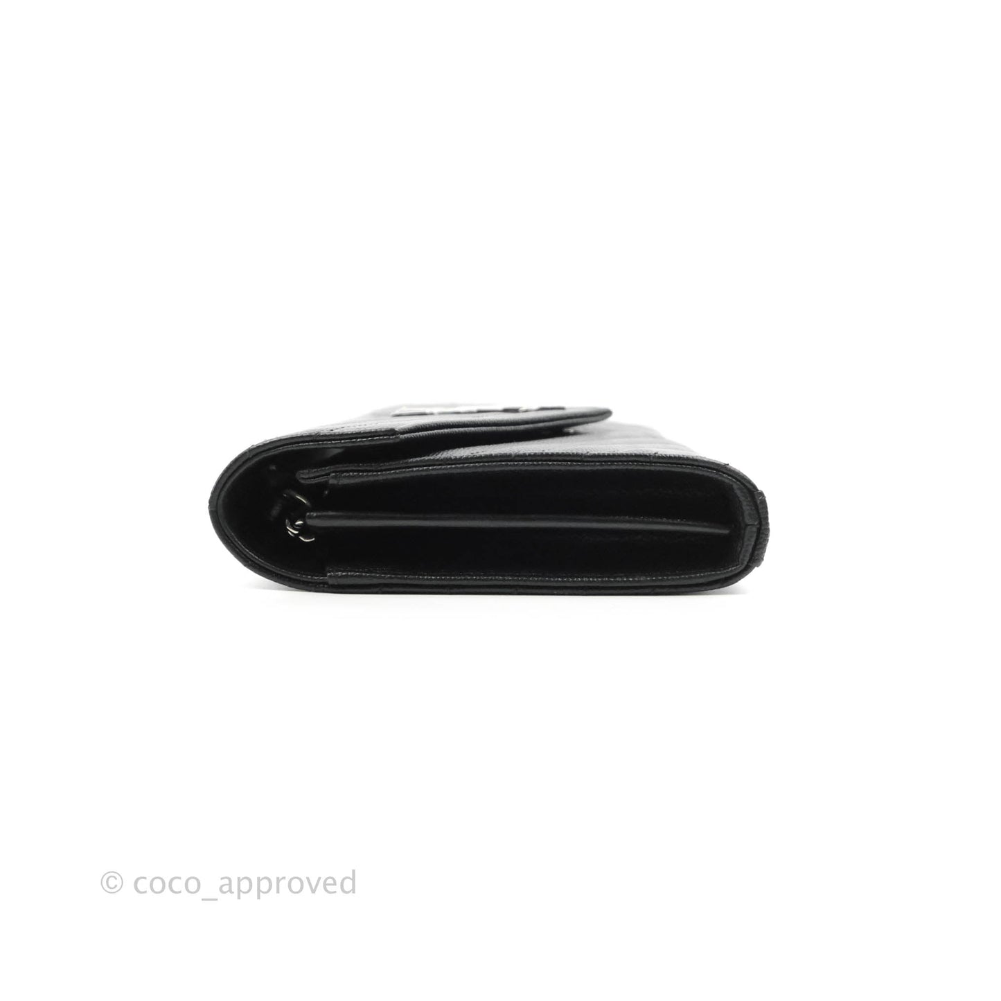 Saint Laurent Wallet on Chain WOC Black Grained Leather Silver Hardware