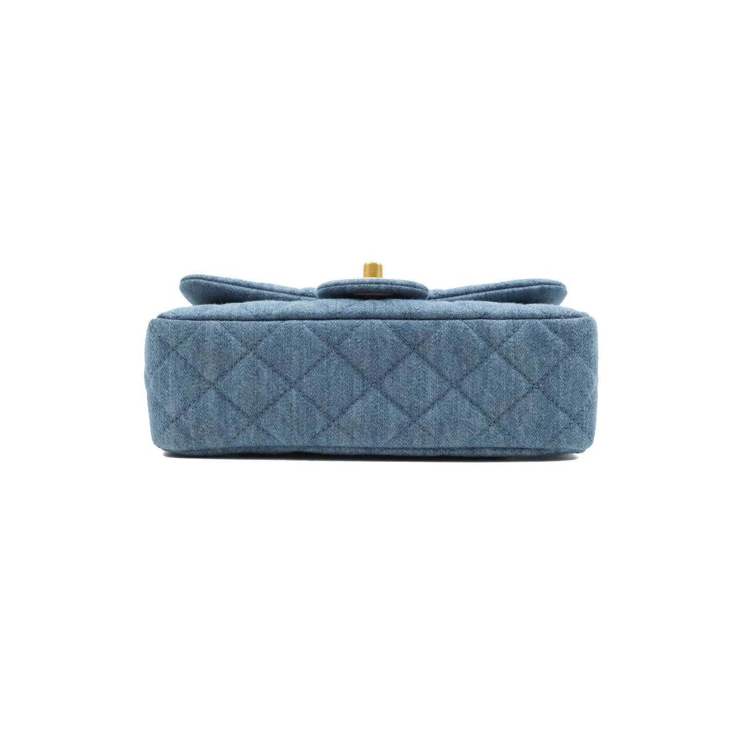 Chanel Mini Rectangular Pearl Crush Quilted Denim Aged Gold Hardware 22C