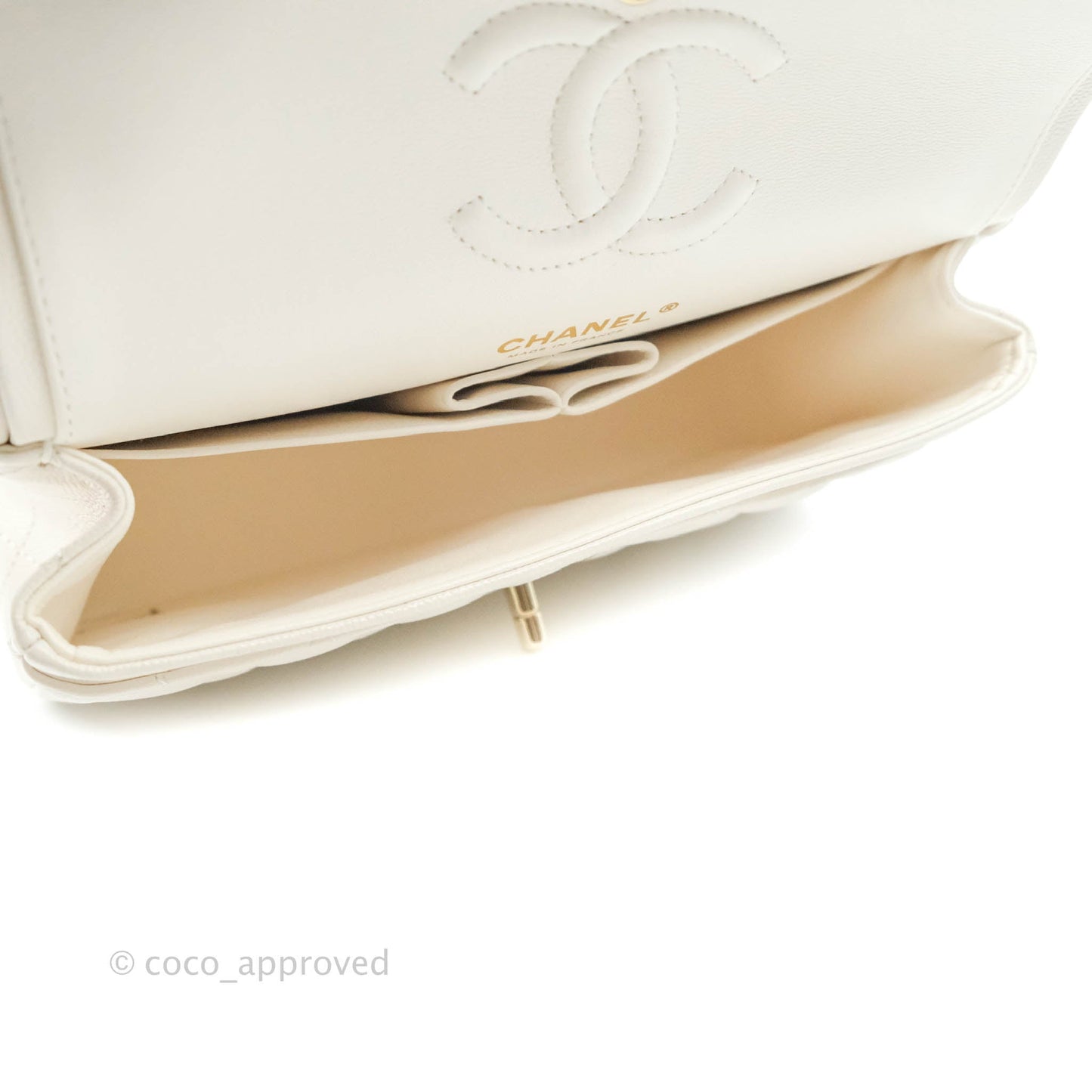 Chanel Classic Small S/M Flap White Caviar Gold Hardware