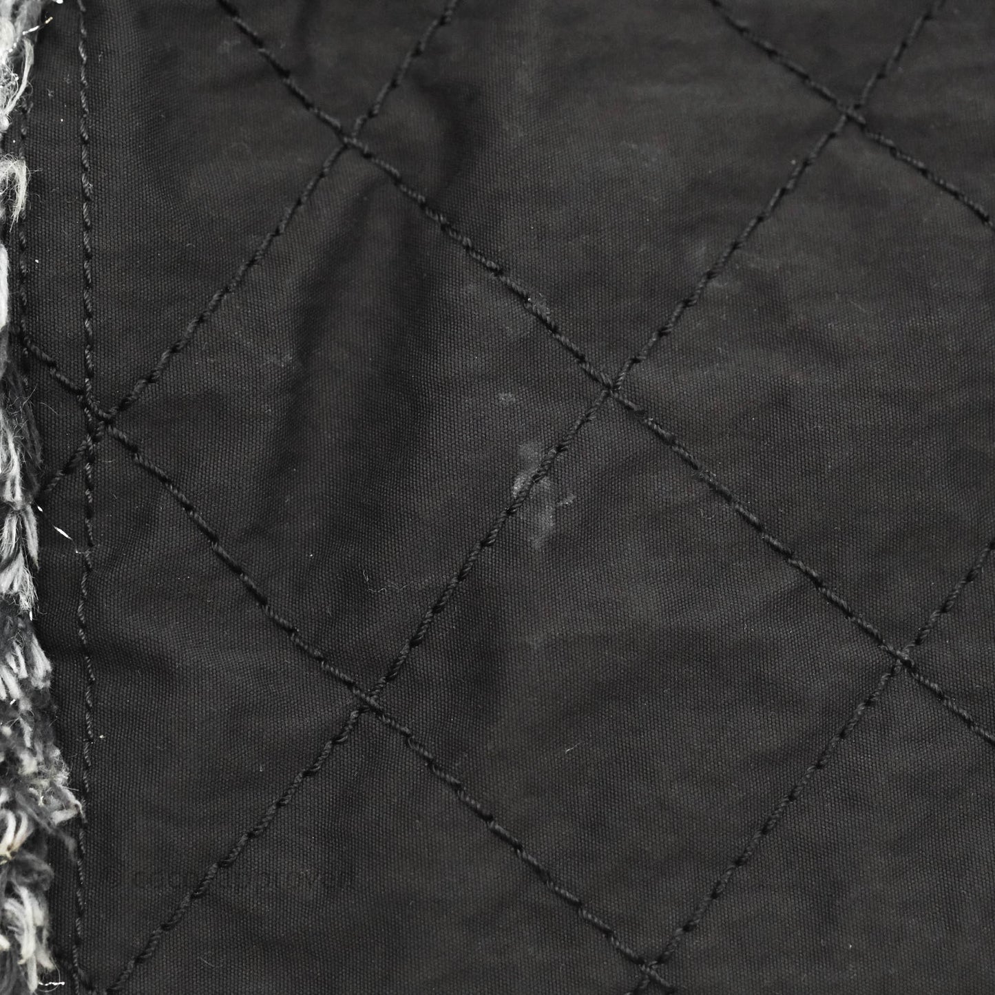 Chanel Quilted Trim Tweed Tote Black Fabric Silver Hardware