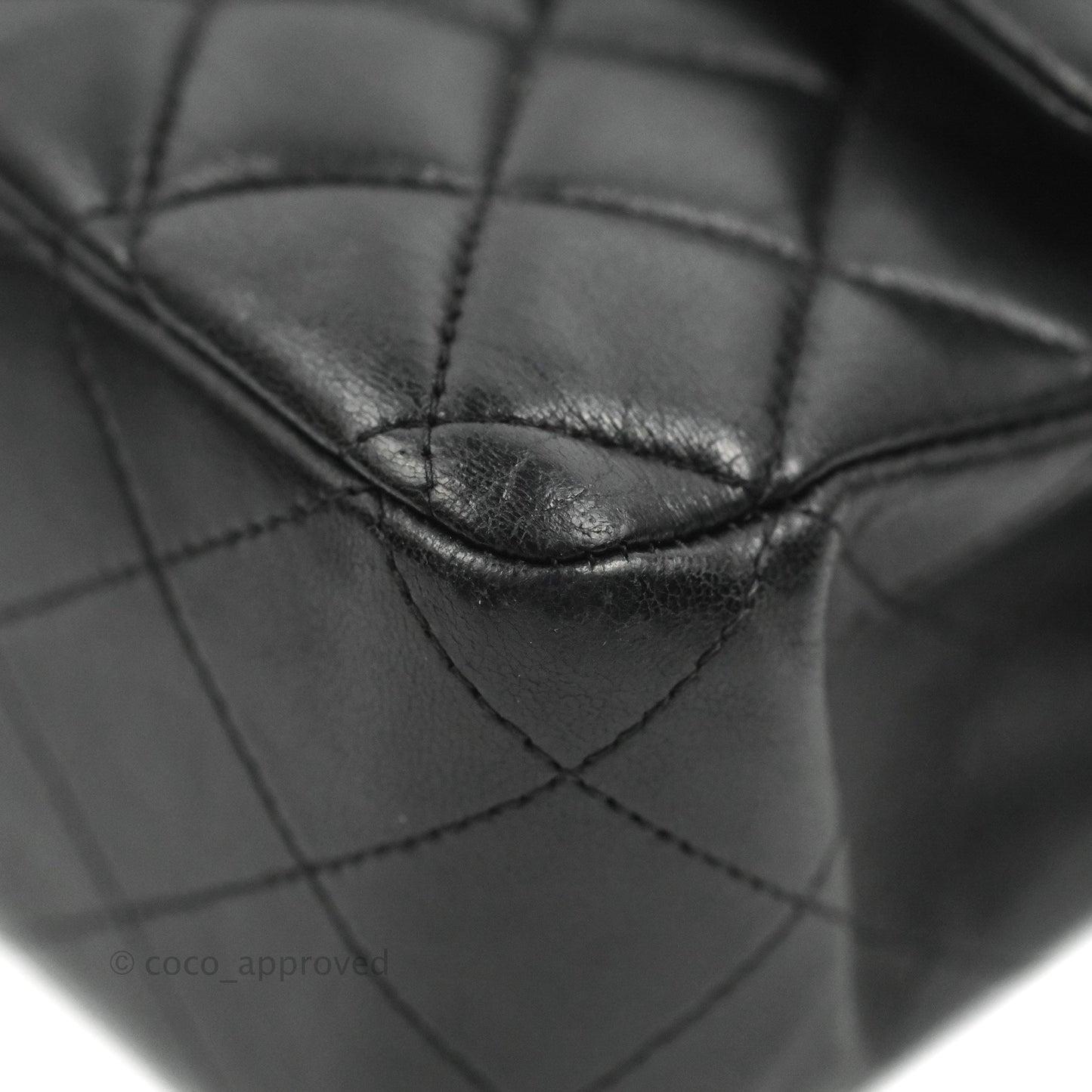 Chanel Classic M/L Medium Flap Quilted Black Lambskin Silver Hardware