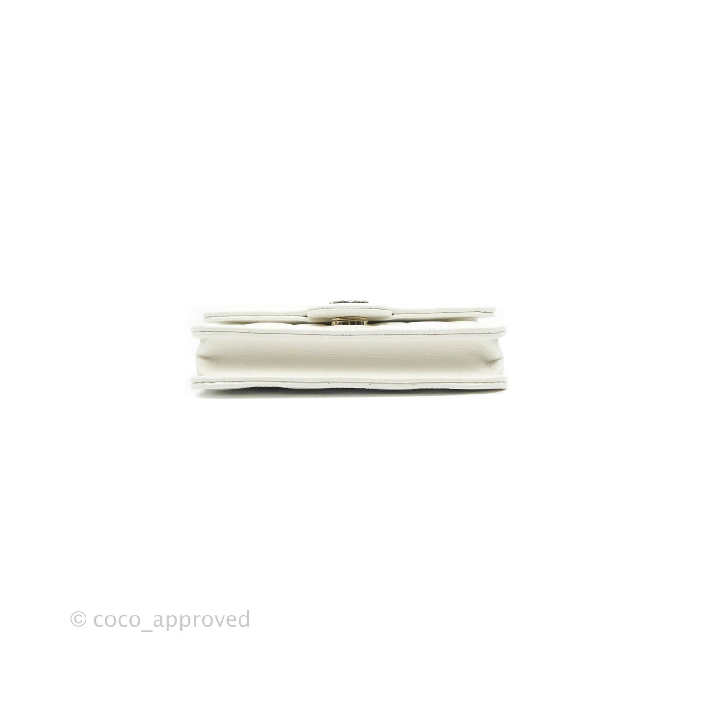 Chanel Mini Wallet With Chain White Caviar Gold Hardware