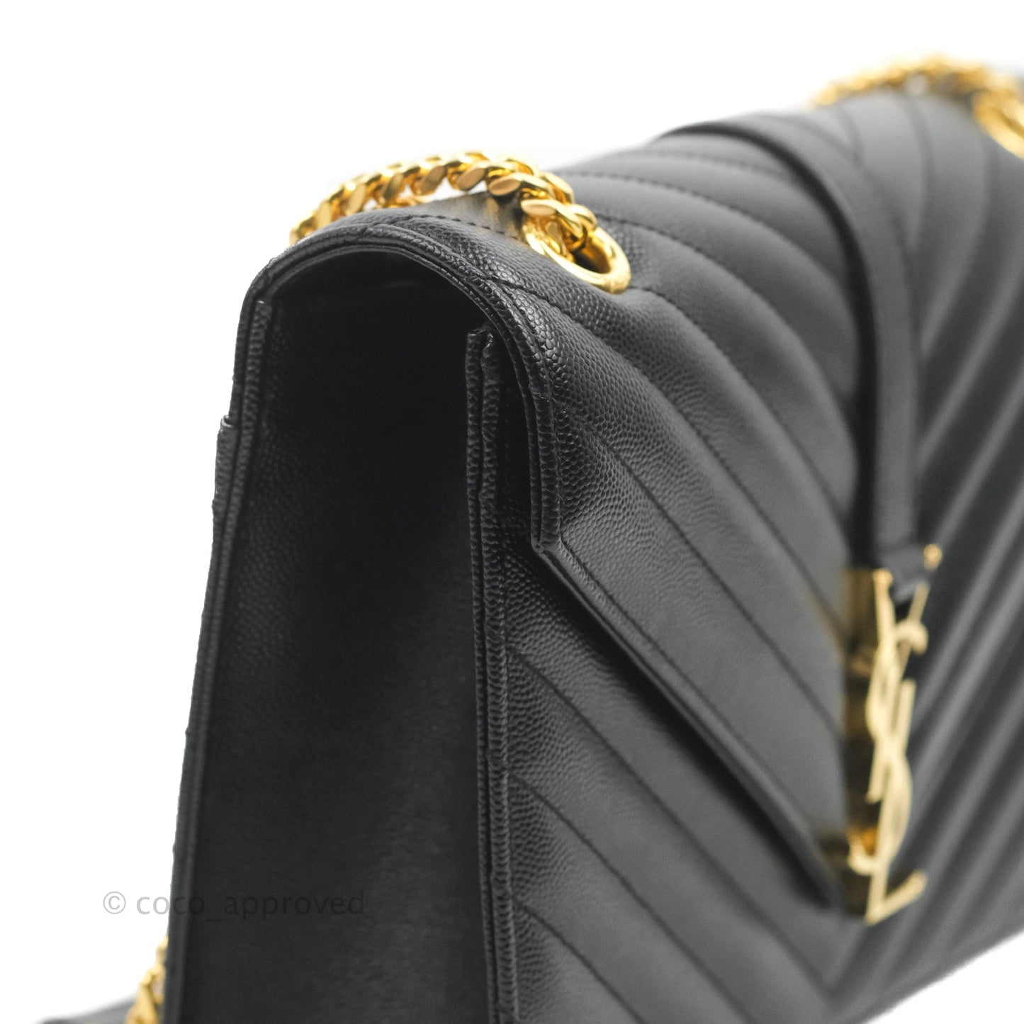 Saint Laurent Envelope Medium Black Caviar Gold Hardware