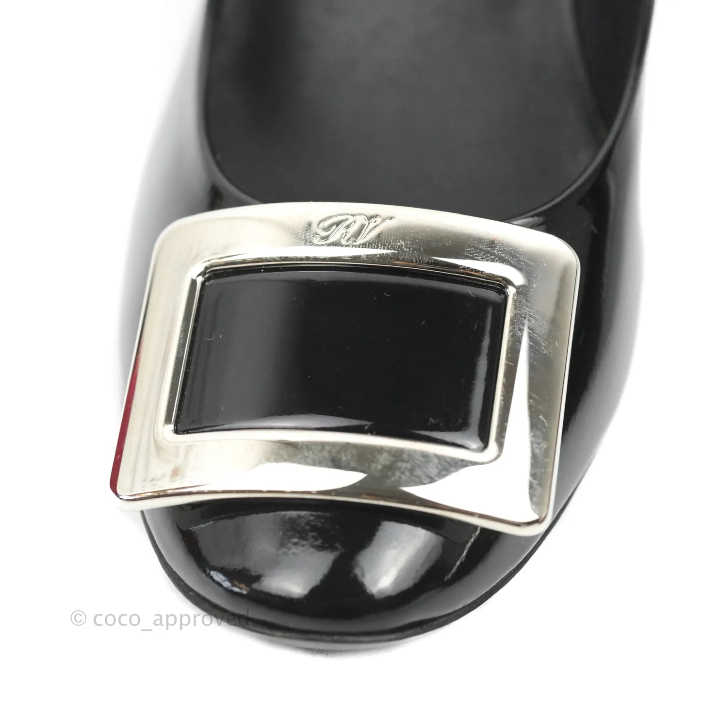 Roger Vivier Trompette Pumps Black Patent Silver Hardware Size 38.5