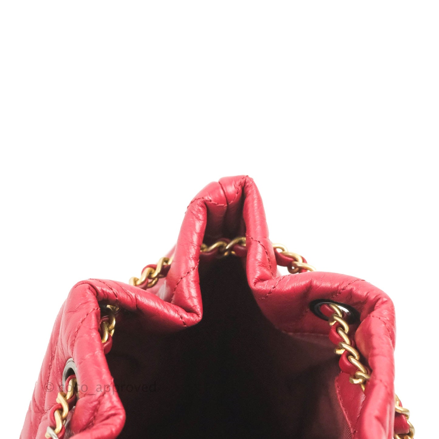 Chanel Small Chevron Gabrielle Backpack Dark Pink Aged Calfskin