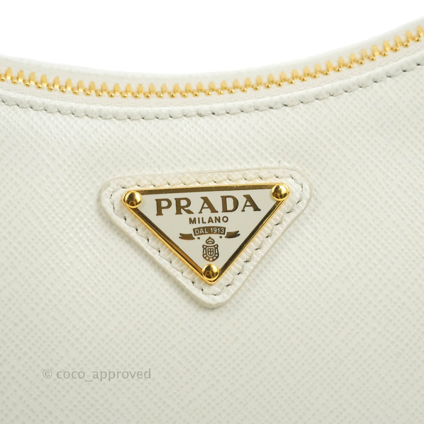 Prada Saffiano Leather Mini Bag White Gold Hardware